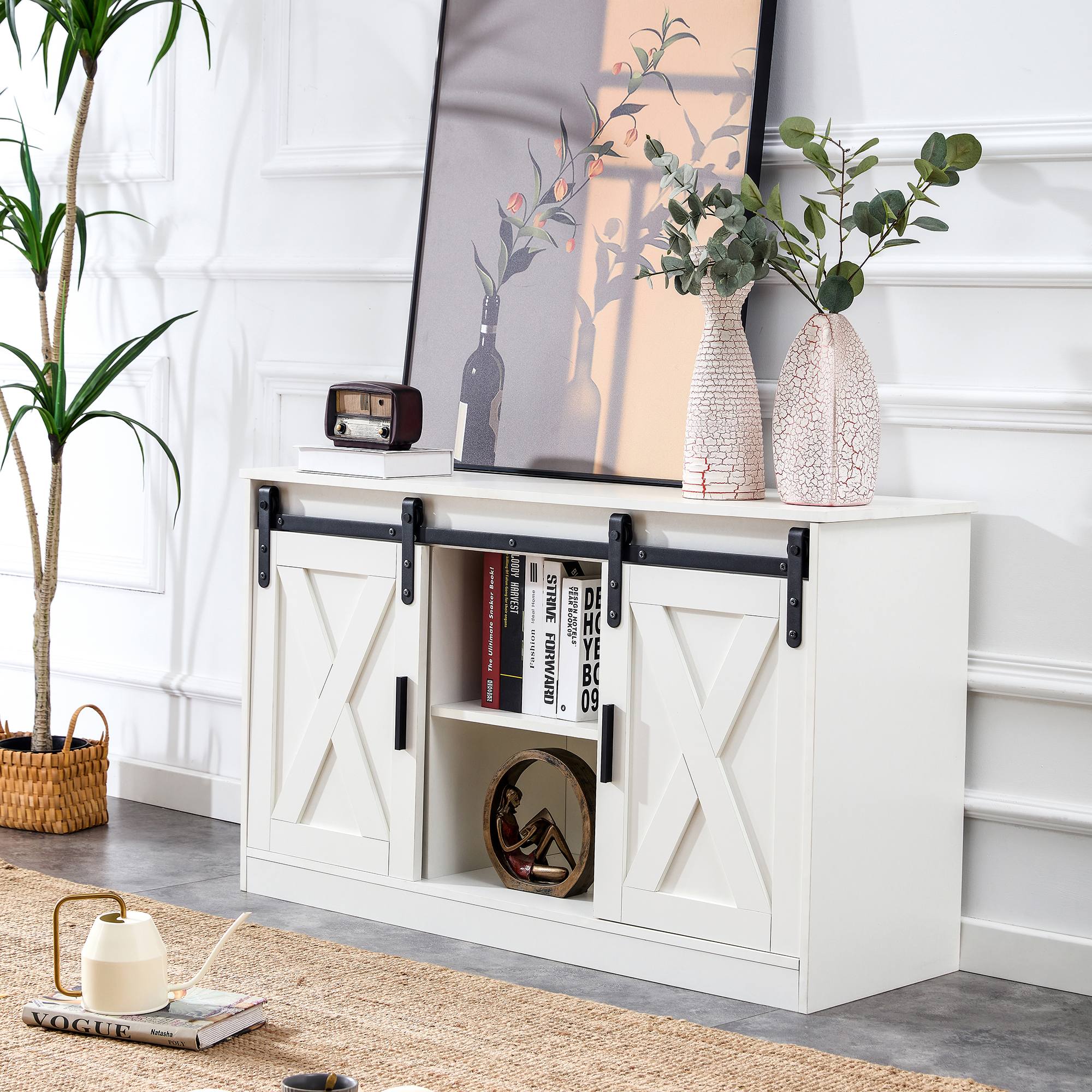 Yiekholo Modern/Contemporary Black Tv Cabinet (Accommodates TVs up to 65-in)