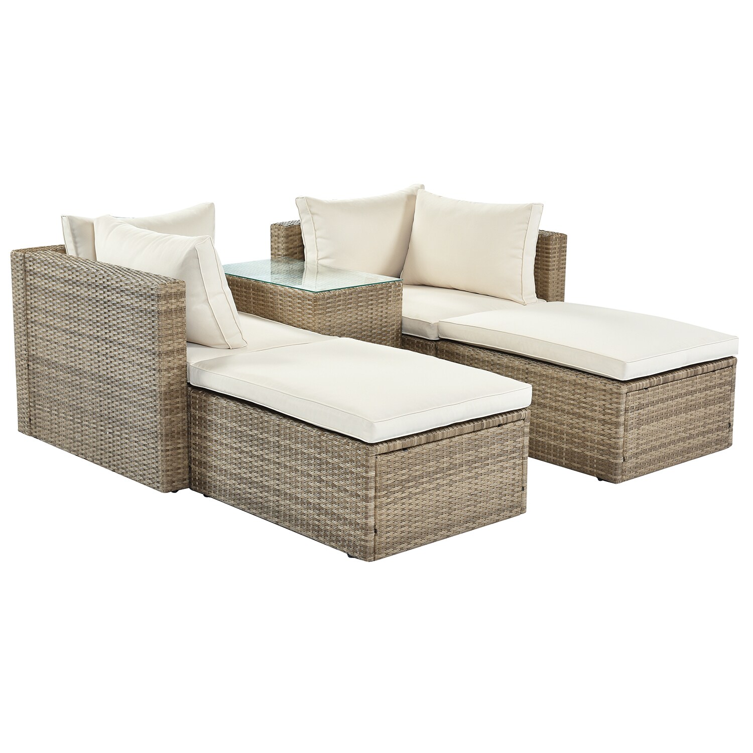 SINOFURN SYA010240GY Wicker Rattan Sectional Sofa Set