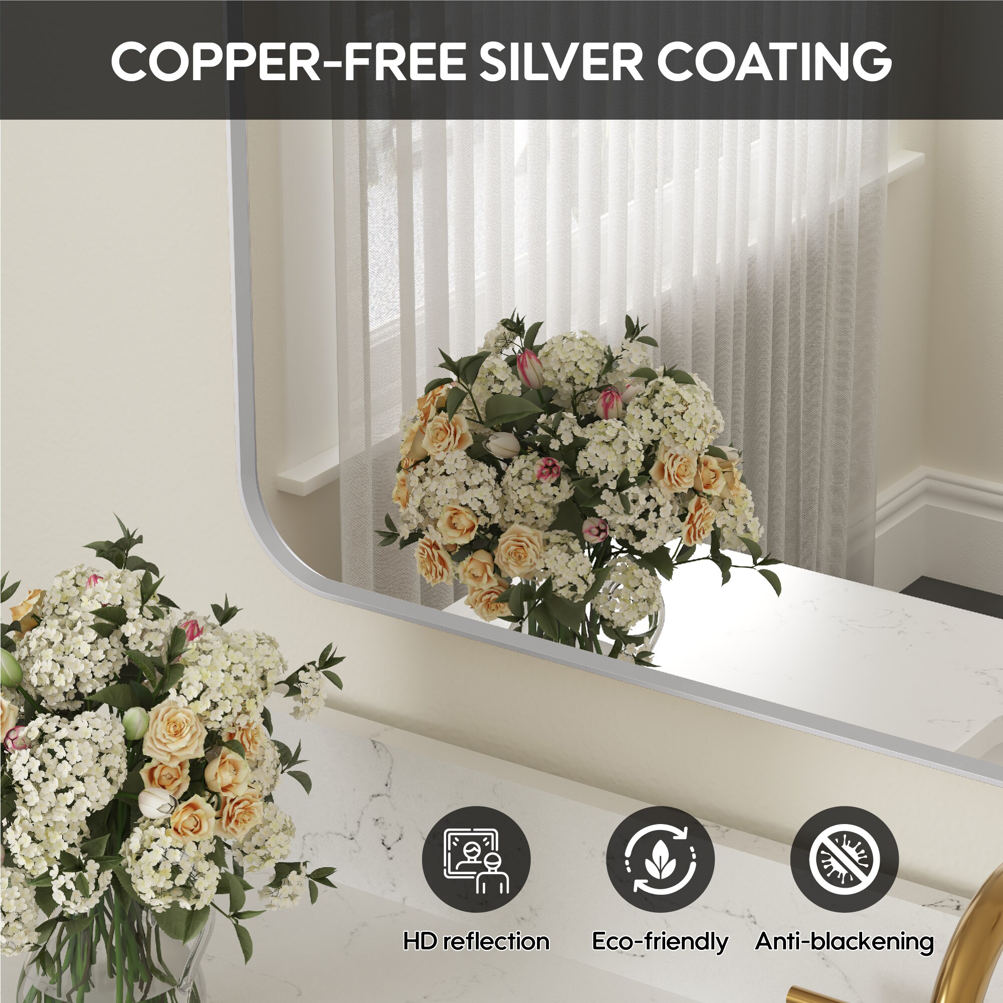 WELLFOR BTZ8038CA Framed-Bath-Mirrors - View #4