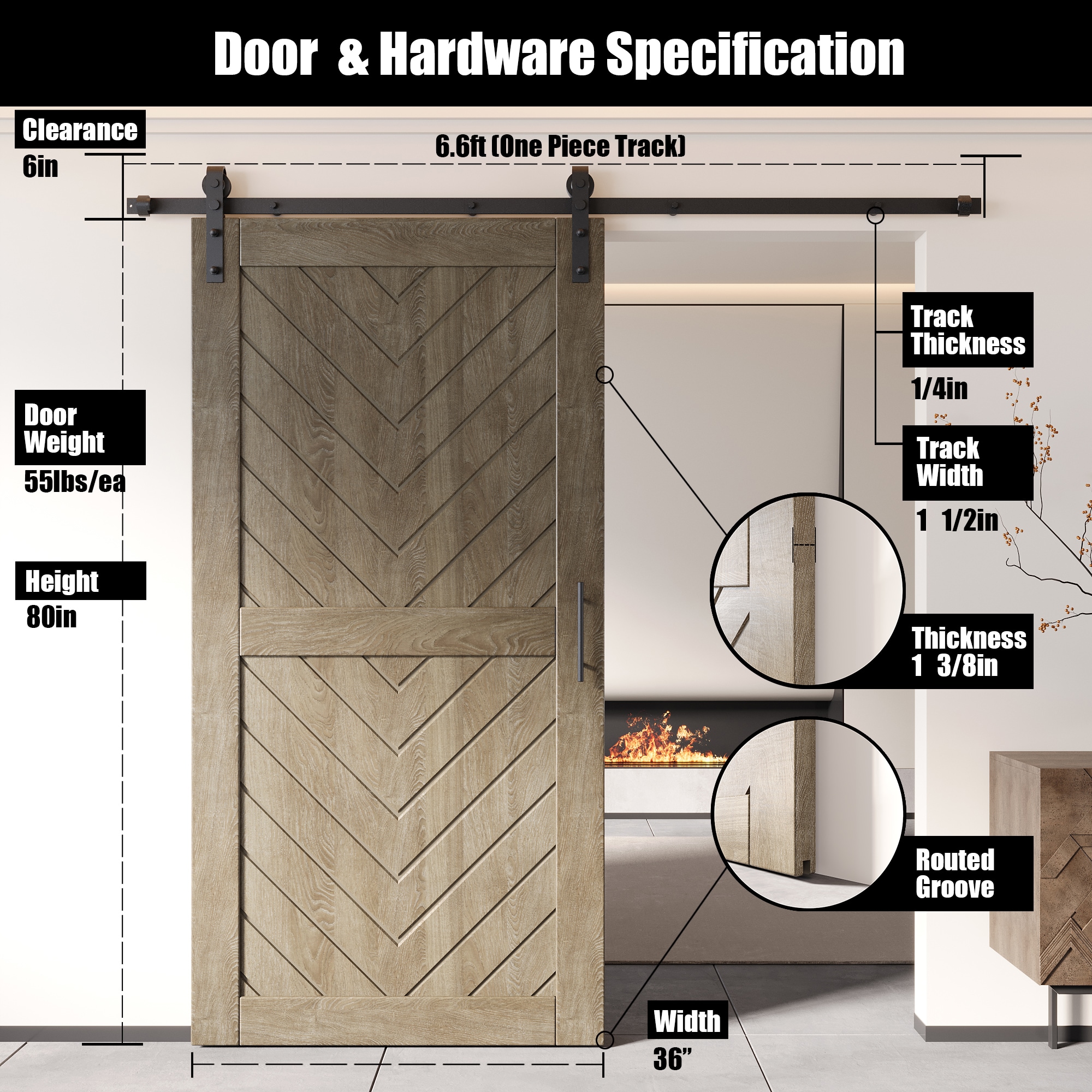 HOMACER YT1H084C-JT3-4080-GR Barn-Doors - View #2