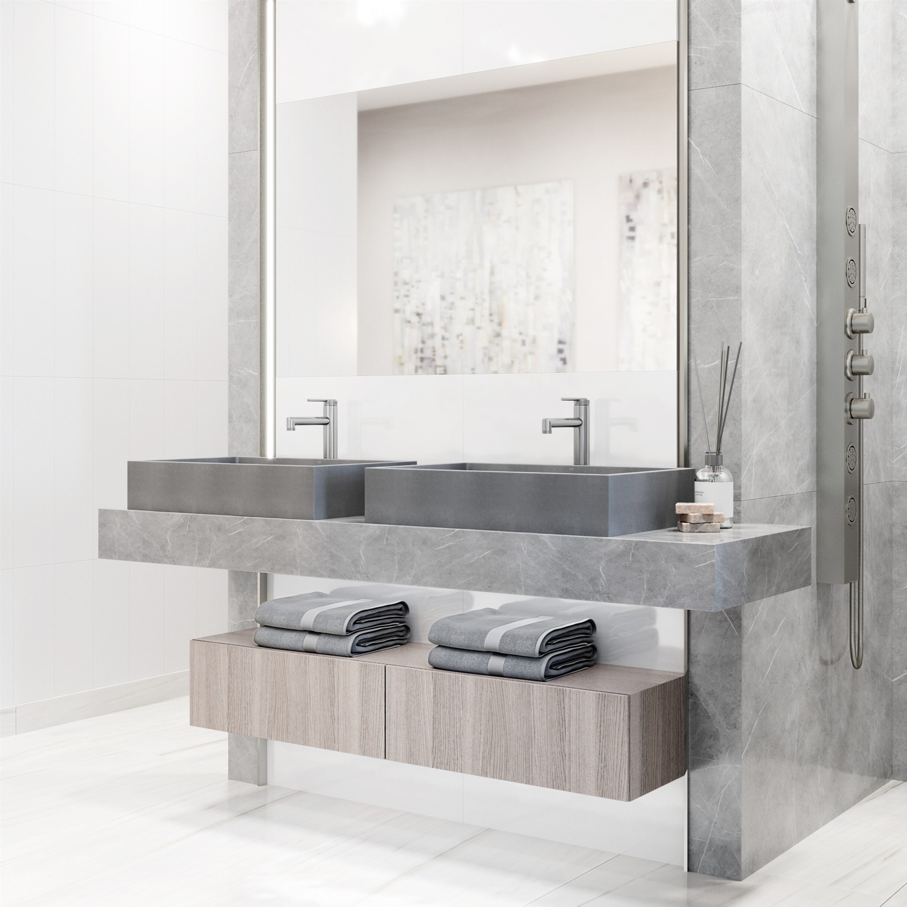 Concreto Stone 24" Gray Rectangular Vessel Bathroom Sink