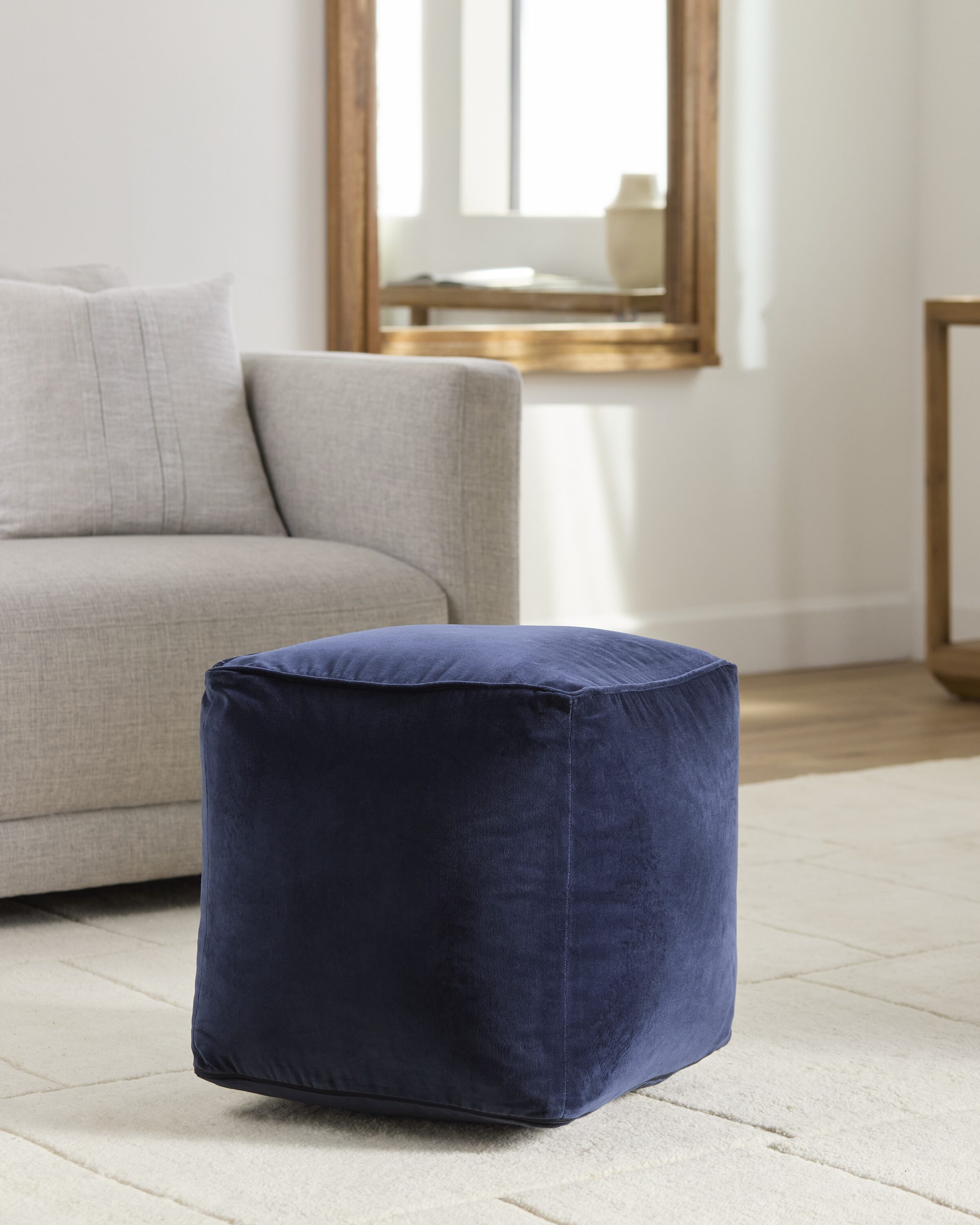 allen roth Eclectic Blue Velvet Pouf Ottoman in the Ottomans Poufs department at Lowes