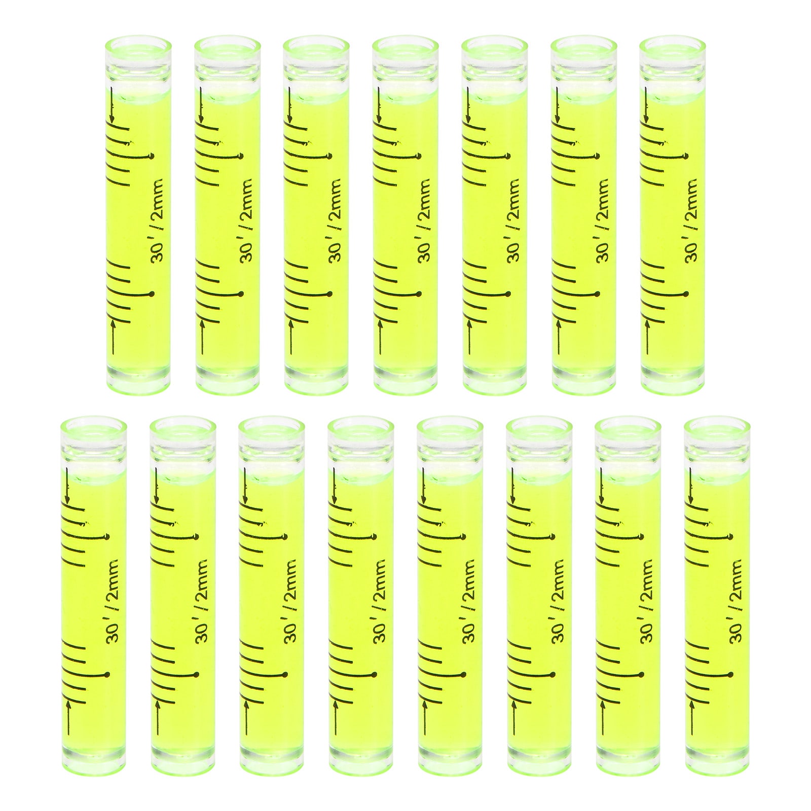Harfington 15pcs Small Cylindrical Bubble Level Vials 9x50mm PMMA Mini Horizontal Bubble Spirit Level Measuring Layout Tools for RV TV Picture Frame Hanging Tool Leveler #S26052600UX8864