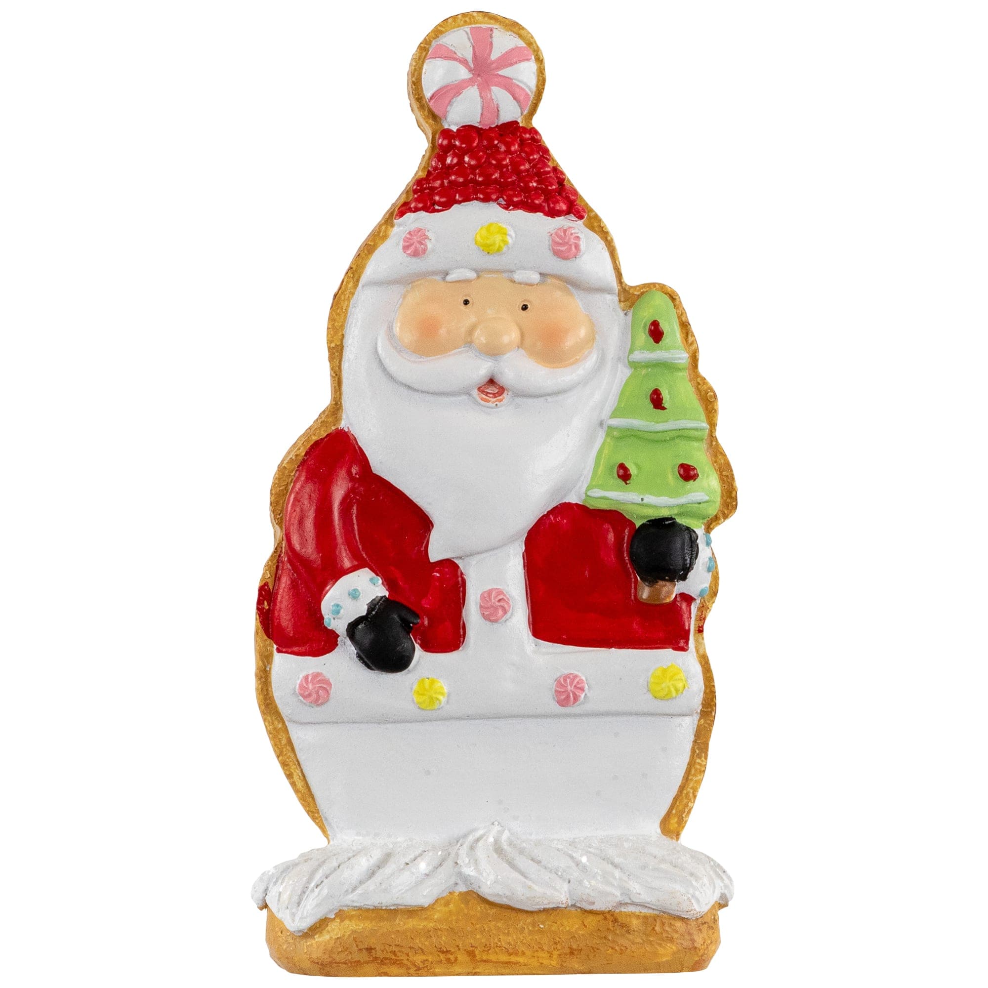 Gingerbread Santa with Tree Christmas Figurine - 7 inch