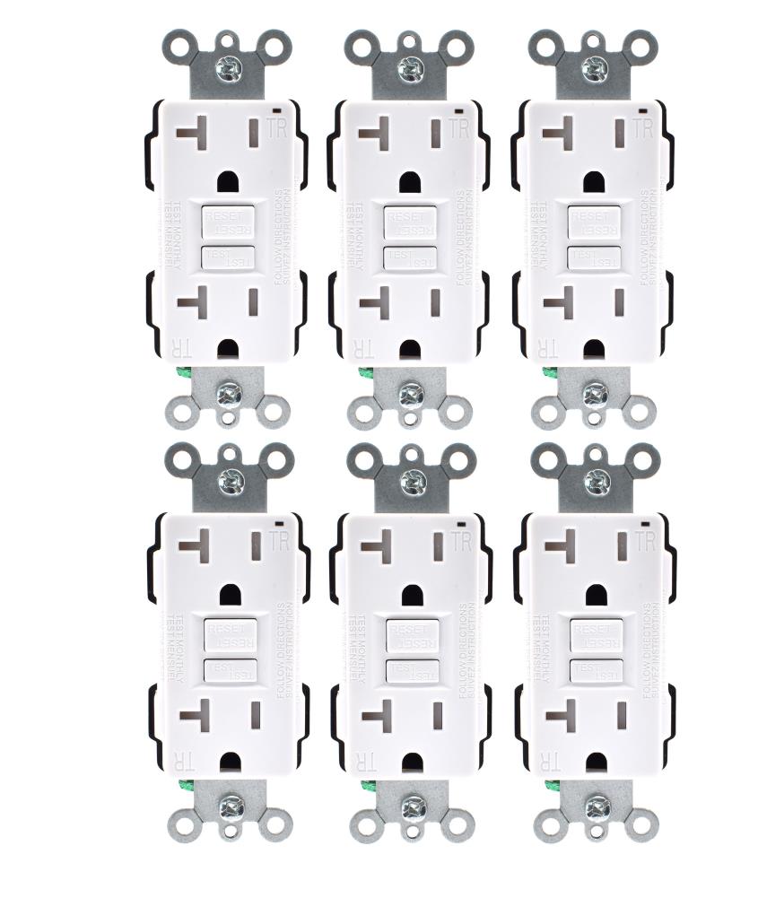 Utilitech G1920T-WH6 20 -Amp 125-volt Tamper Resistant GFCI Residential Decorator Outlet , White 6 -Pack
