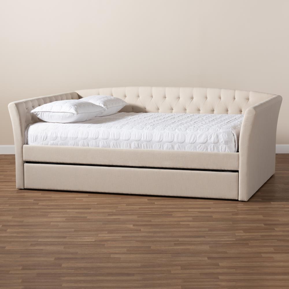 Baxton Studio Delora Beige Full Upholstered Daybed in the Beds ...