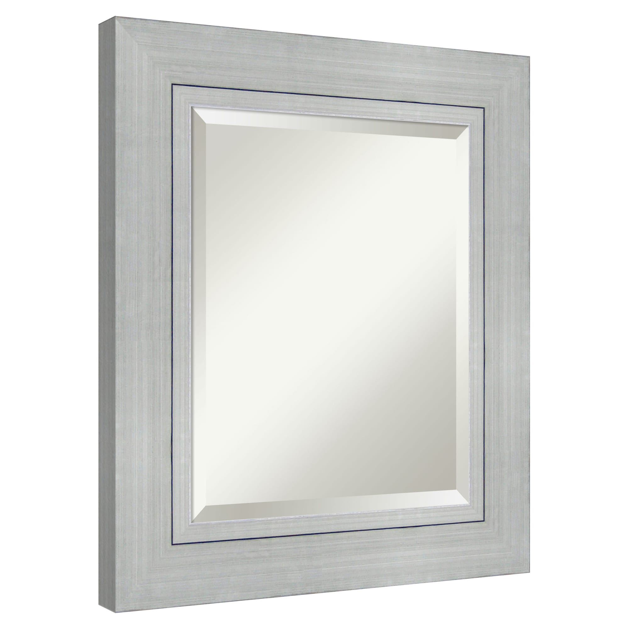 Amanti Art  Beveled Mirror Romano Silver Wood Framed Wall Mirror 27.25 x 23.25 in.
