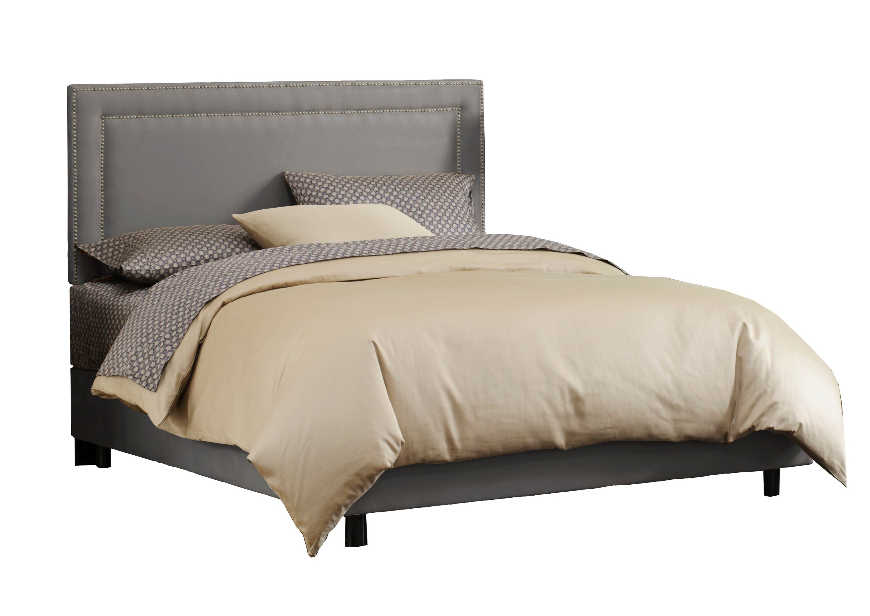 Skyline Furniture 291BEDNB-PW-PCHAR Wellington Charcoal Full Metal Upholstered Bed