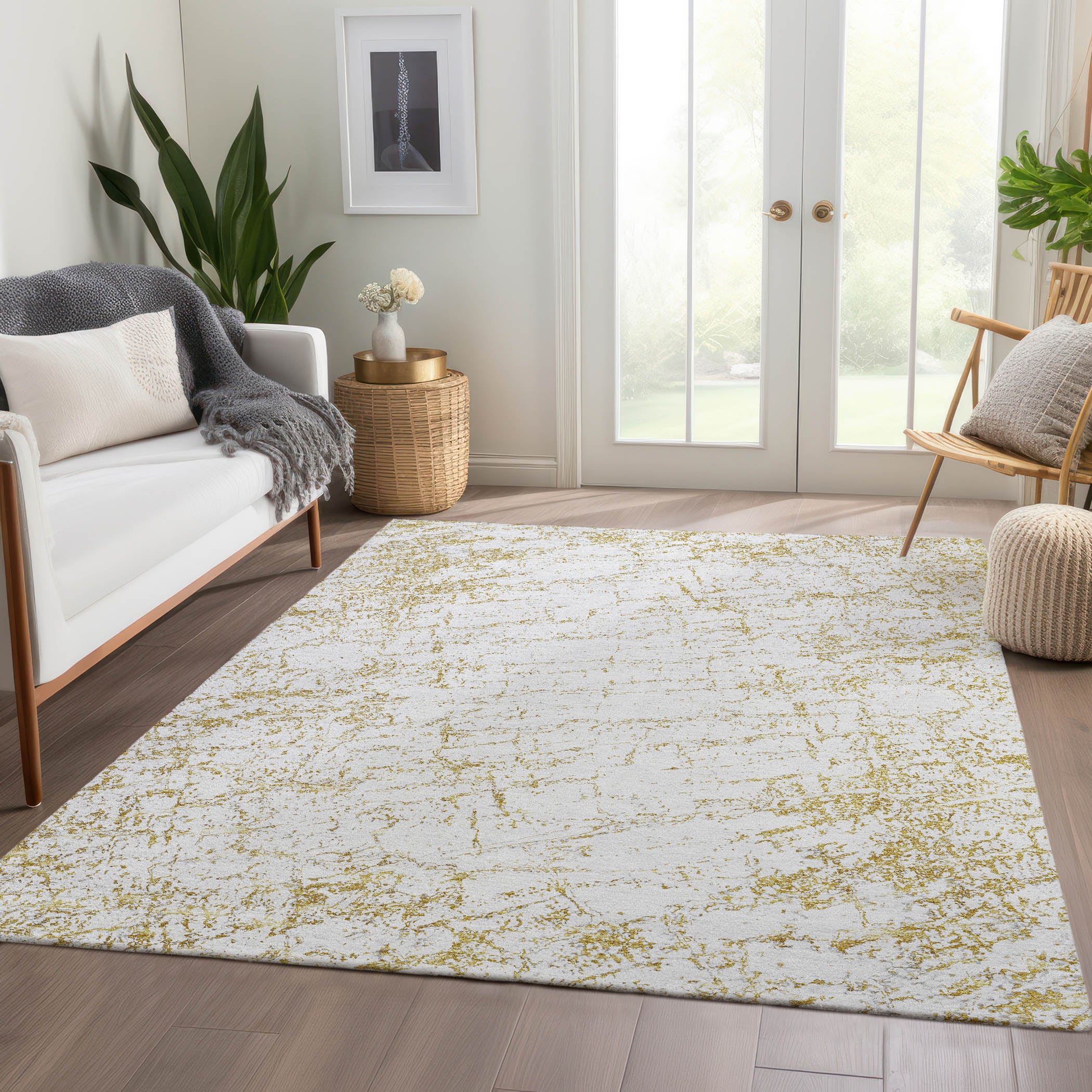 Addison Rugs ACN606GO30X46 Chantille ACN606GO 2 x 3 (ft) Polyester Gold Rectangular Indoor/Outdoor Abstract Machine washable Area rug