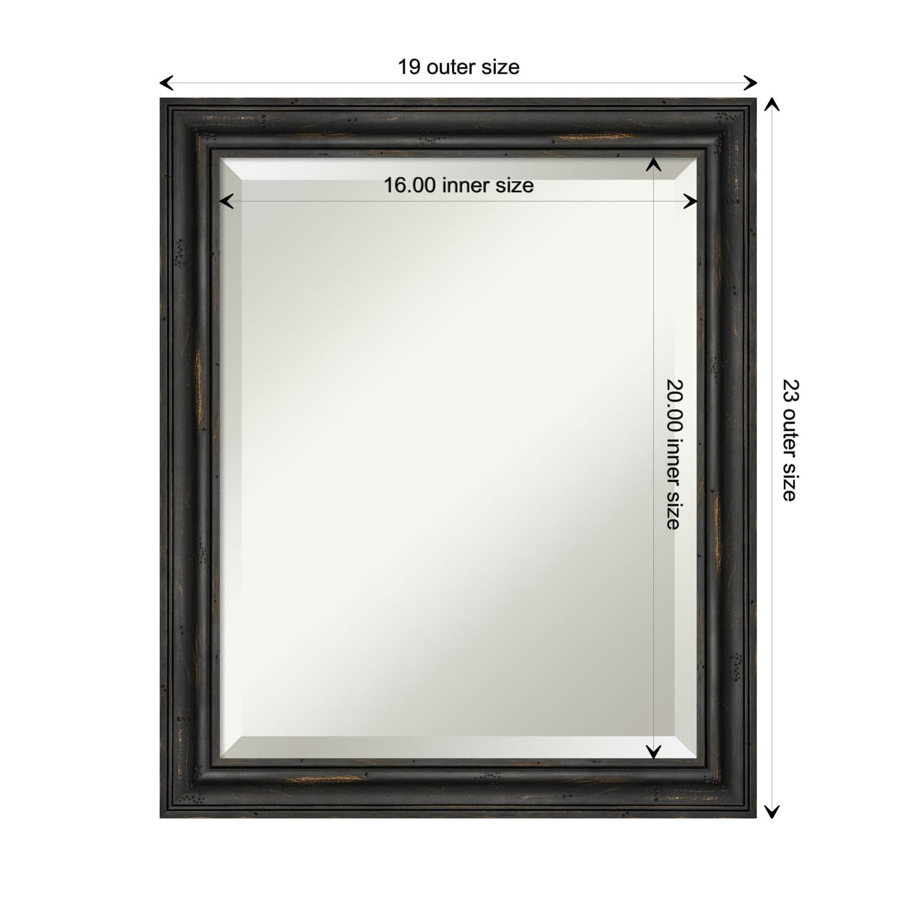 Rustic Black Pine Rectangular Beveled Bathroom Vanity Mirror