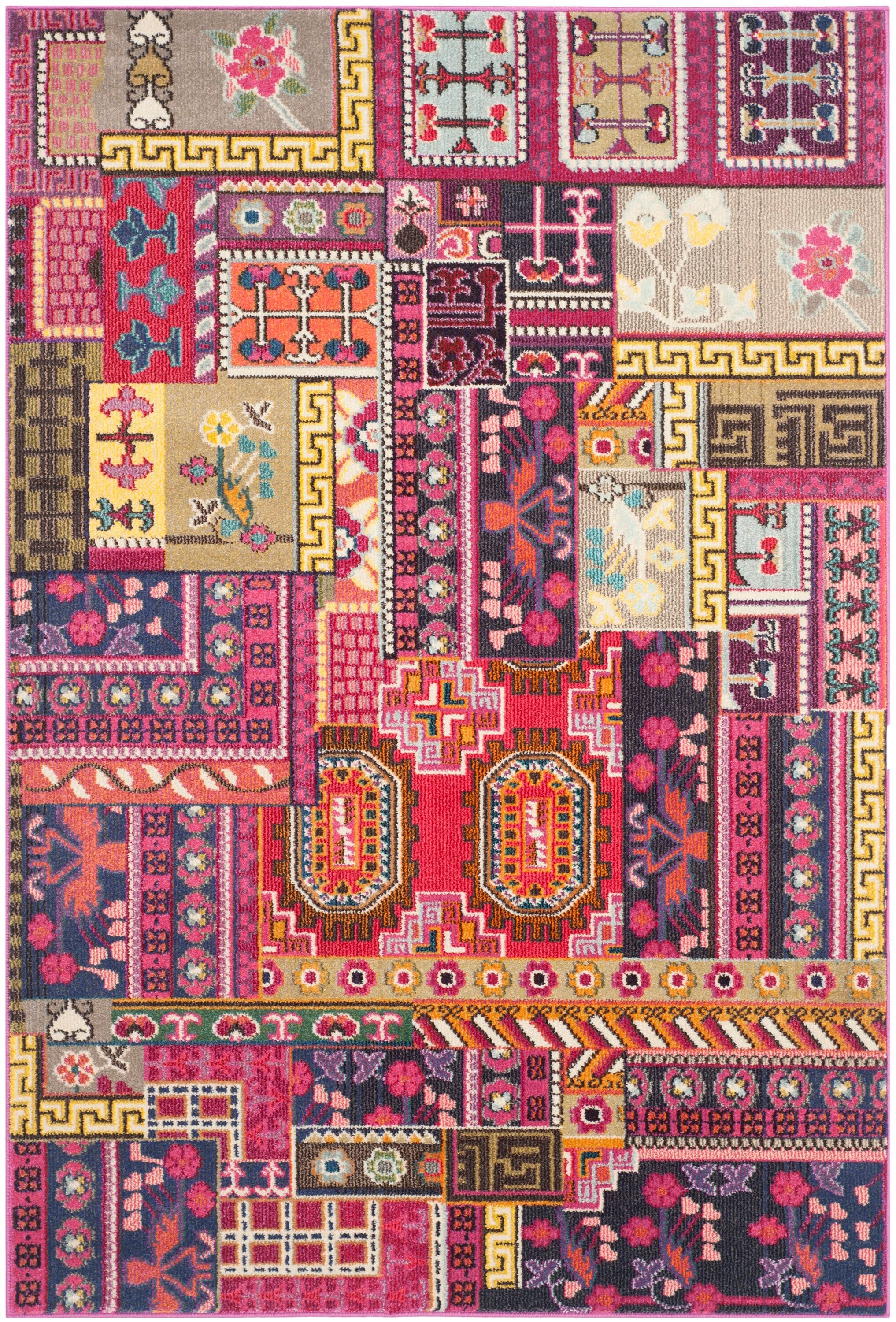 Multicolor Patchwork Synthetic Rectangular Area Rug, 5'-1" x 7'-7"