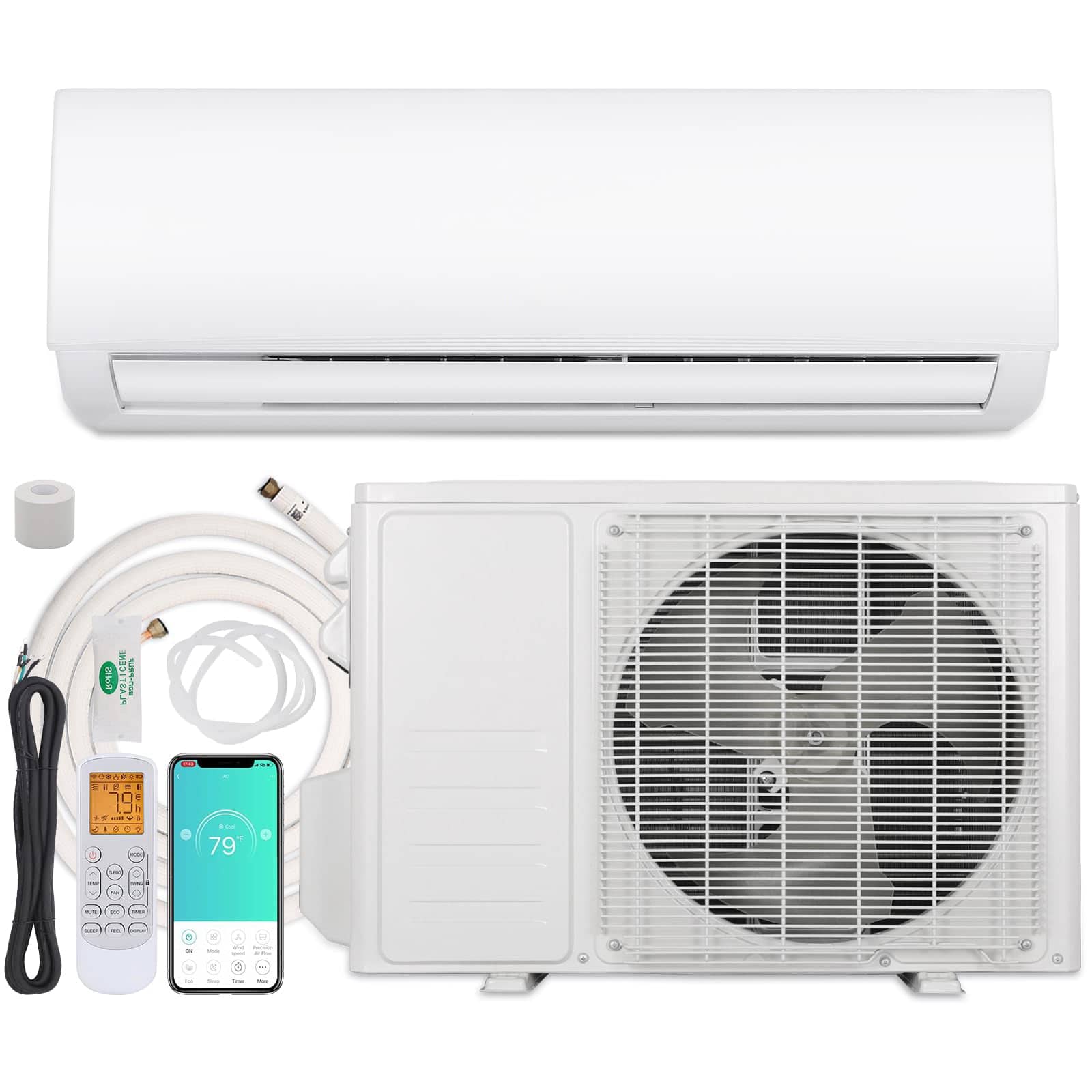 BILT HARD  1 Zone 24000 BTU Wifi Enabled Ductless Mini Split Air Conditioner Heat Pump Included 20 SEER2 230V Cools Up to 1500 Sq.ft