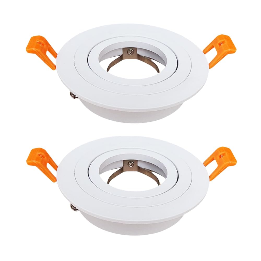 ITOPFOX  2 Round White 3.6 inches GU10 Downlight Housing Inlaid Socket LED Ceiling Light Frame Suitable for MR16 GU10 Bulb Frame 75mm Aperture