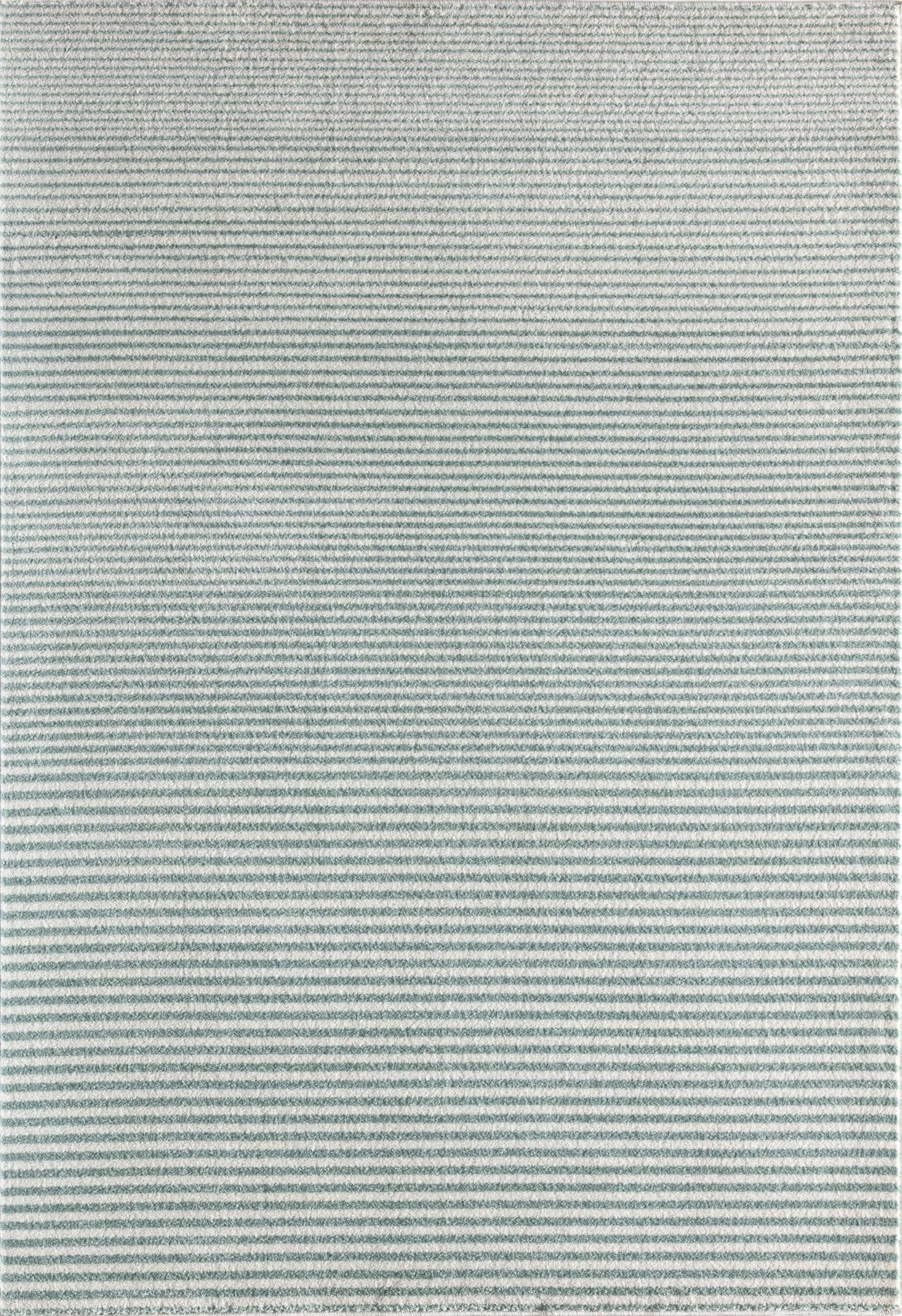 Light Blue Geometric Striped Synthetic Area Rug 8' x 10'