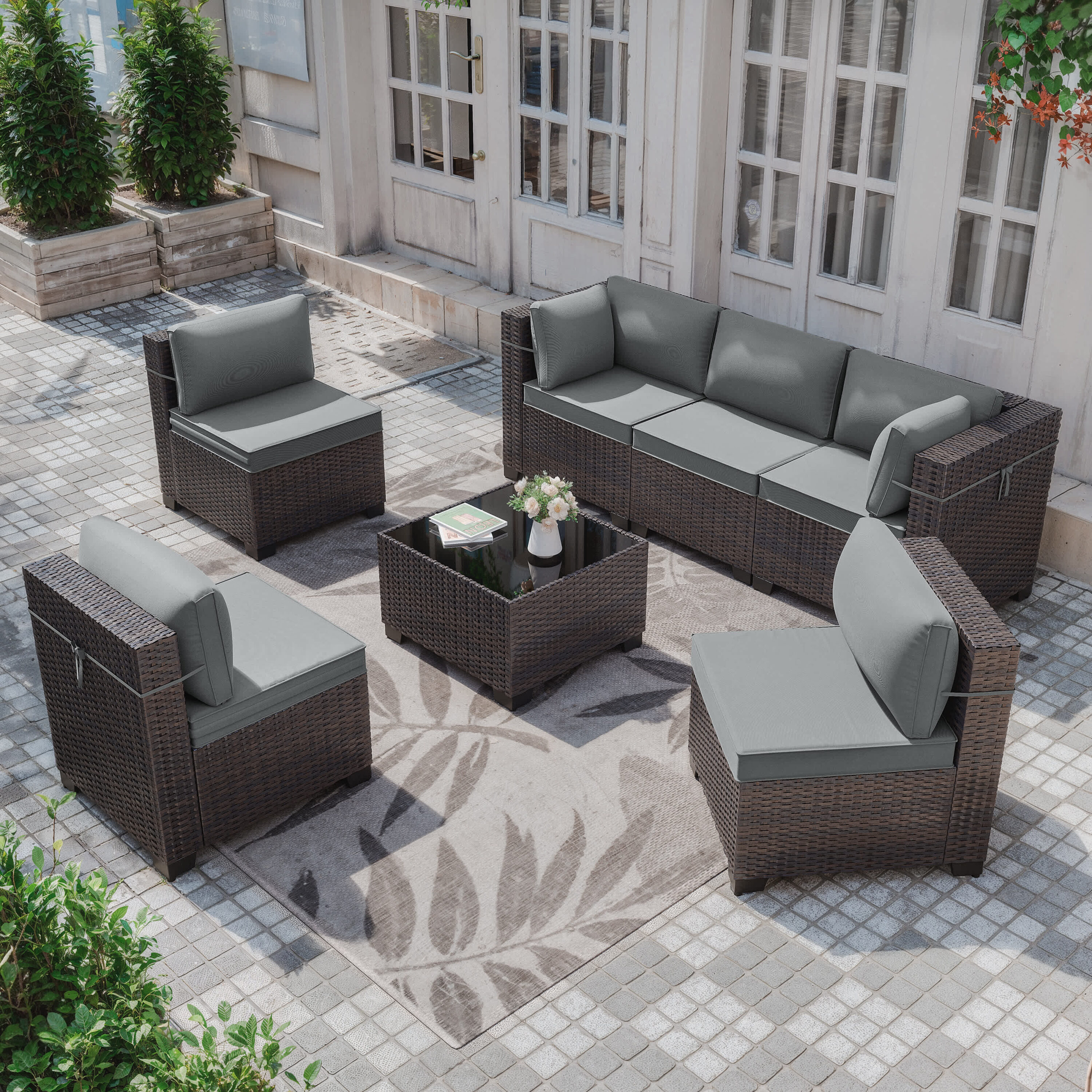 Haxvin HX-RA-7-GY Patio-Conversation-Sets - View #2