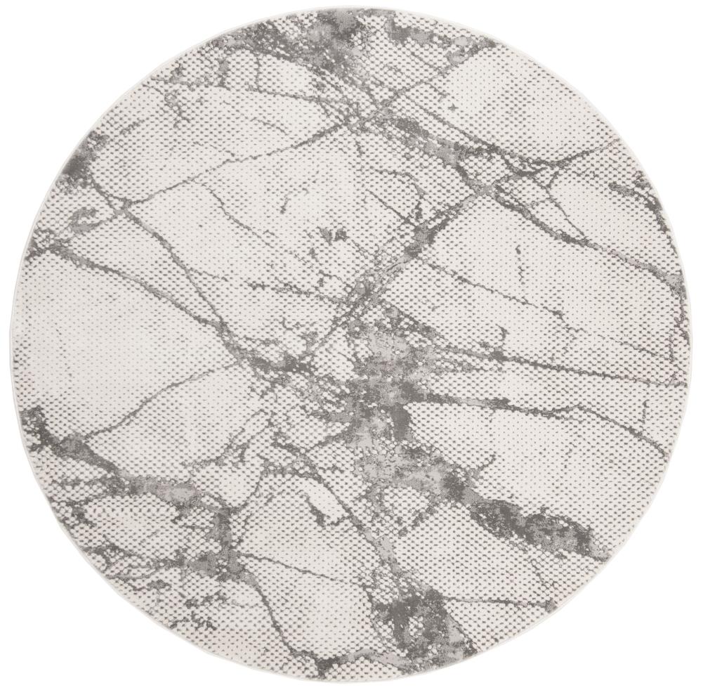 Safavieh LUR187A-7R Lurex Appo 7 x 7 (ft) Loomed Synthetic Ivory/Gray Round Indoor Abstract Industrial Area rug