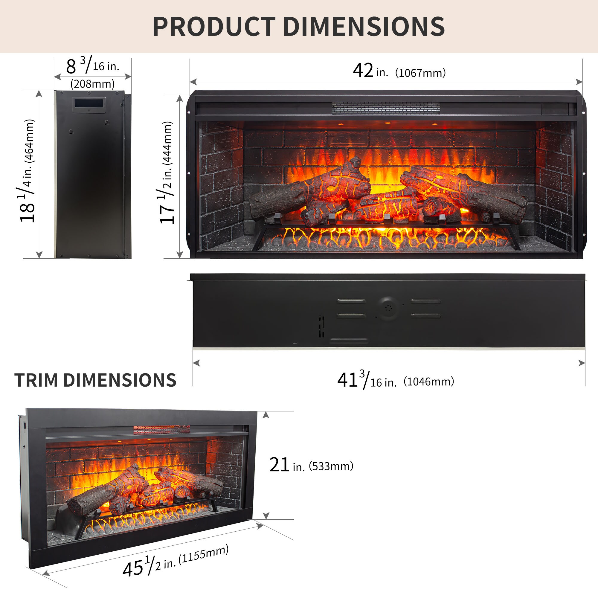 SINOFURN SYC070099GY Electric-Fireplace-Fireboxes - View #9