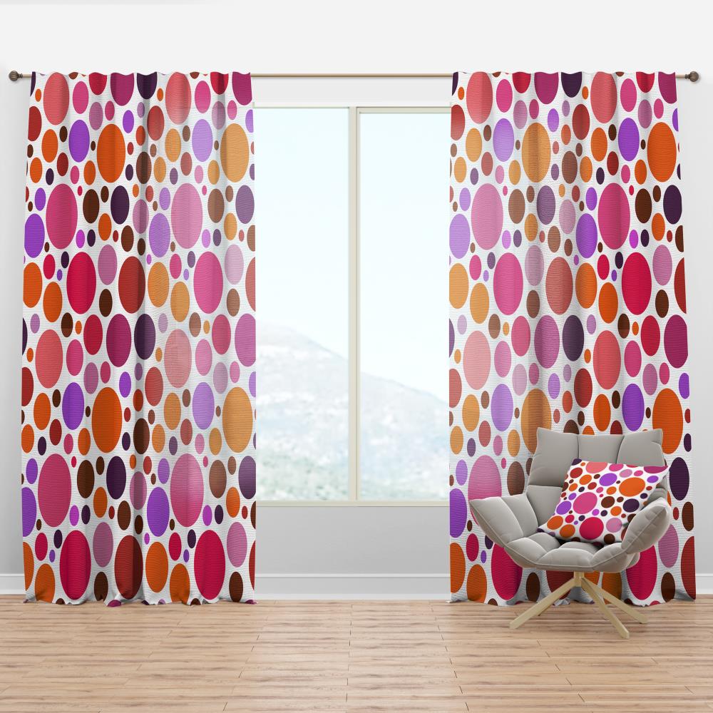 Designart CTN24300-52-90 90-Inches Pink Geometric Room darkening Thermal lined Rod pocket Single curtain panel