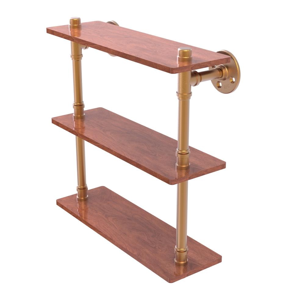 Allied Brass P-490-16-TWS-BBR Pipeline Brushed Bronze 3 -Tier Metal Wall mount Bathroom Shelf ( 16-in x 16.9-in x 5-in )
