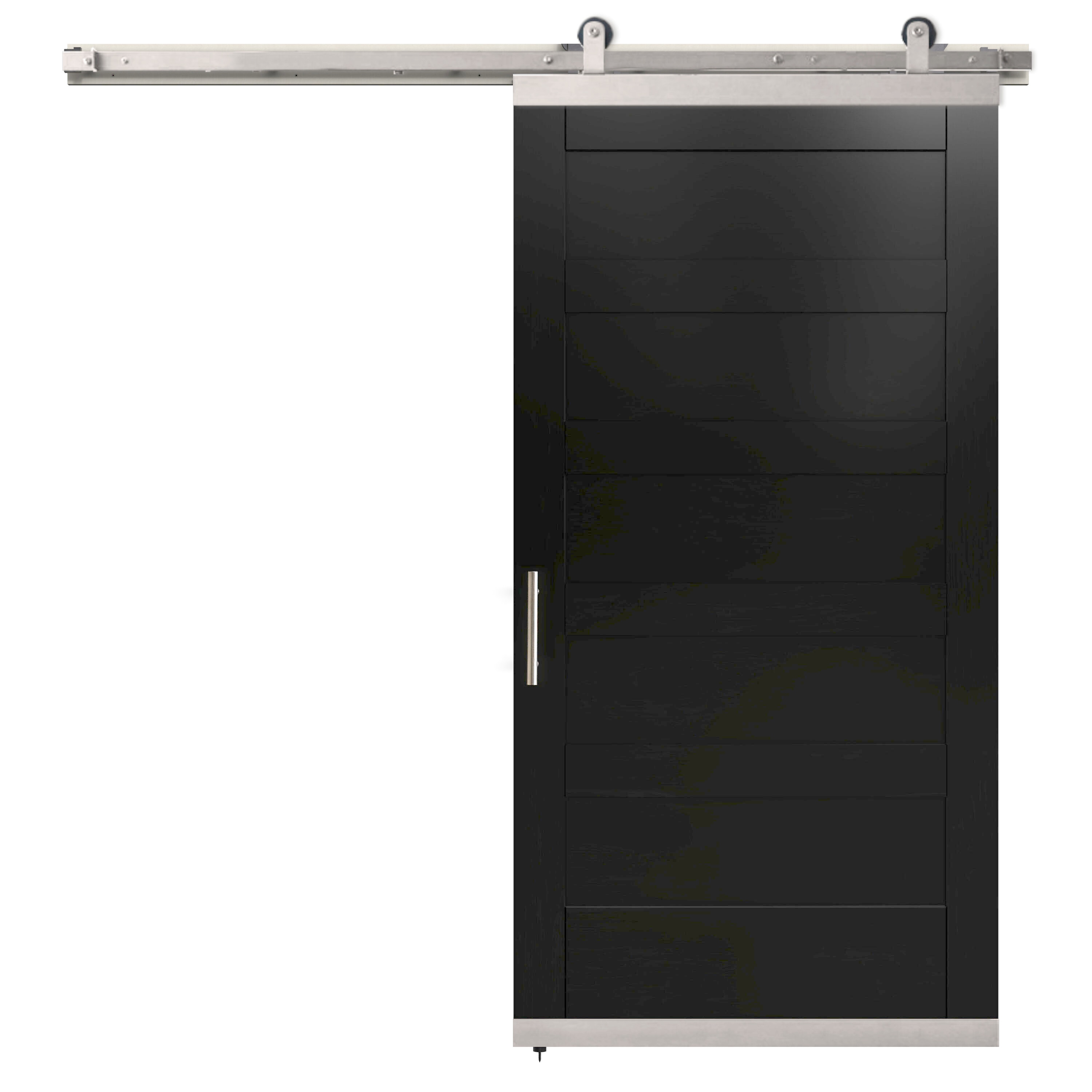 JELD-WEN 42-in x 80-in Black 5-bar Maple Wood Solid Core Barn Door ...