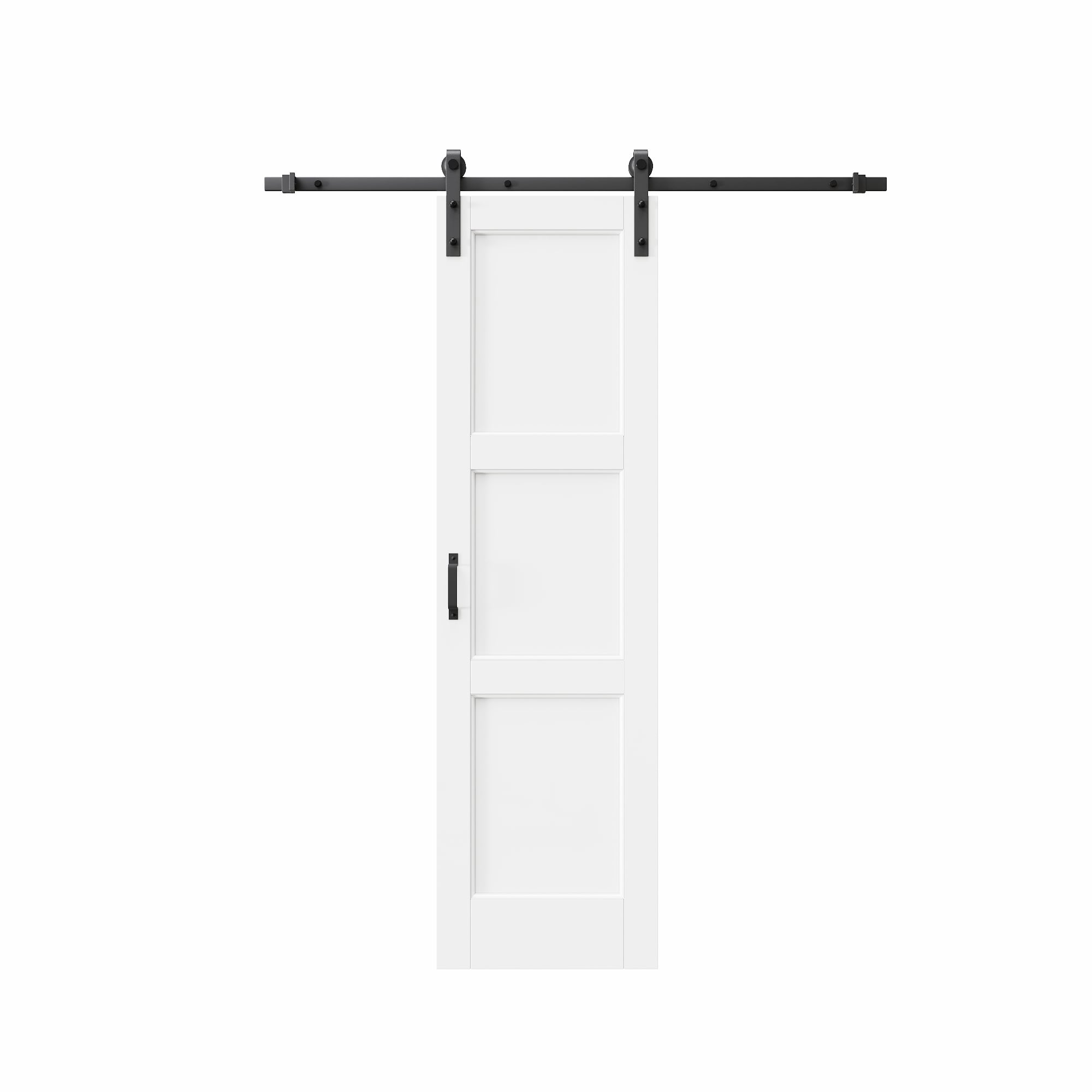 JUJUBON IN-BDSB-3-24 24-in x 80-in White Square MDF Solid core Single Barn Door (Hardware Included)