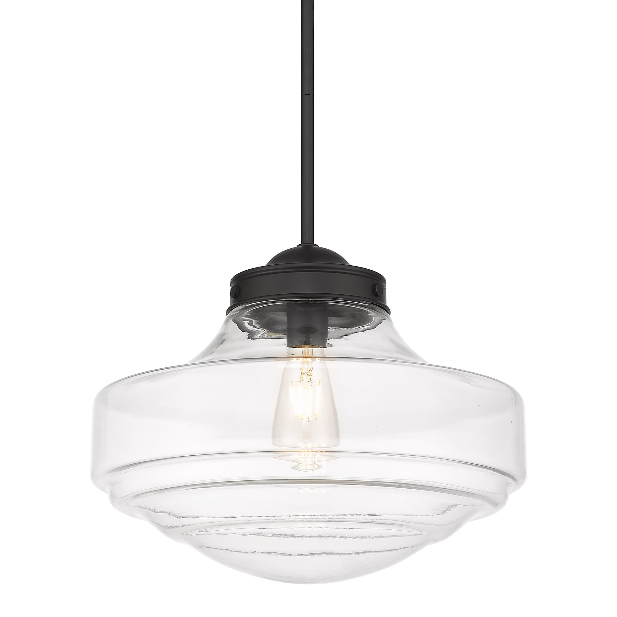 Golden Lighting 0508-L BLK-CLR Ingalls Matte black Modern/contemporary Clear glass Bowl Large Hanging Pendant light
