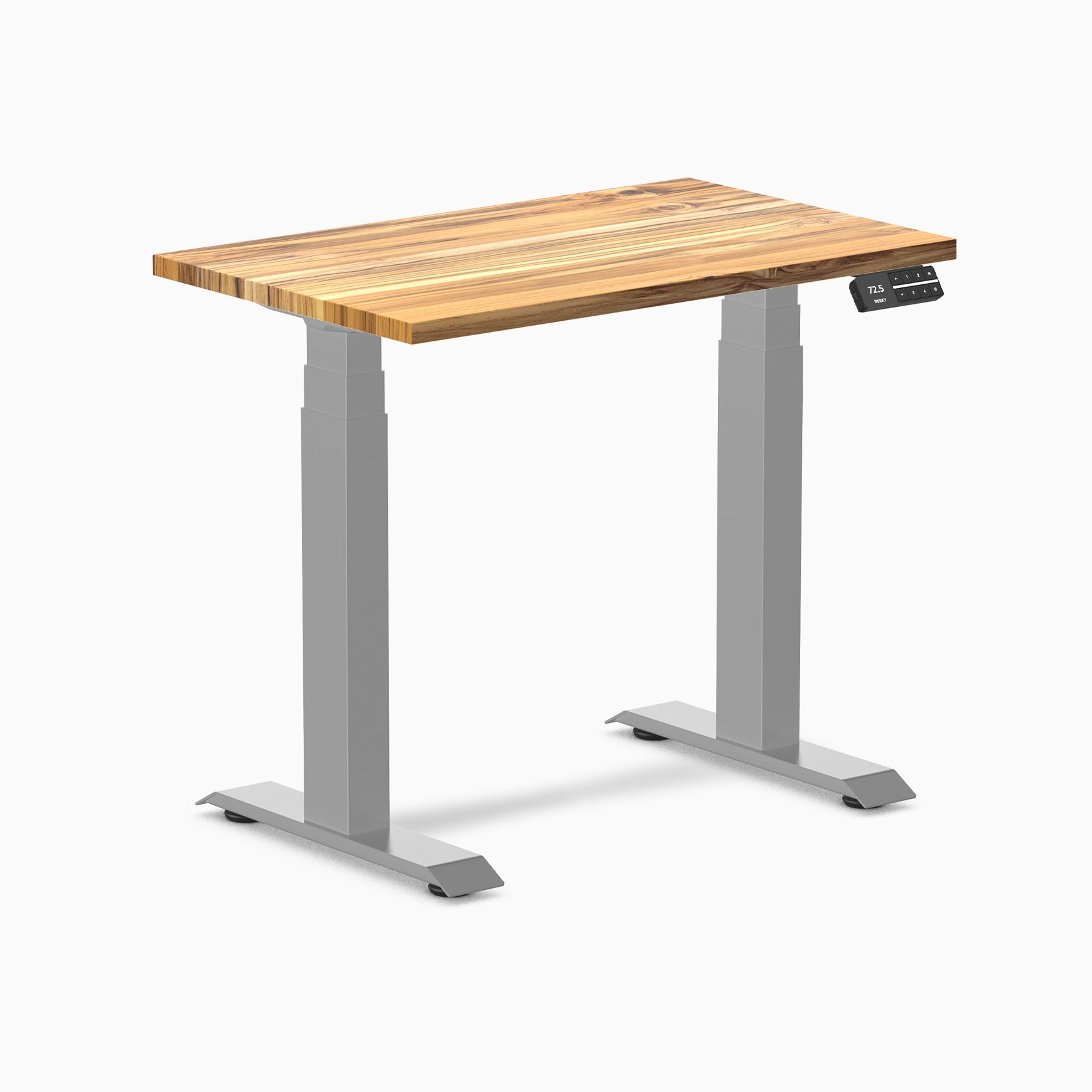 Desky  Dual Mini Hardwood Sit Stand Desk - Teak / 32 x 20 inches / Gray
