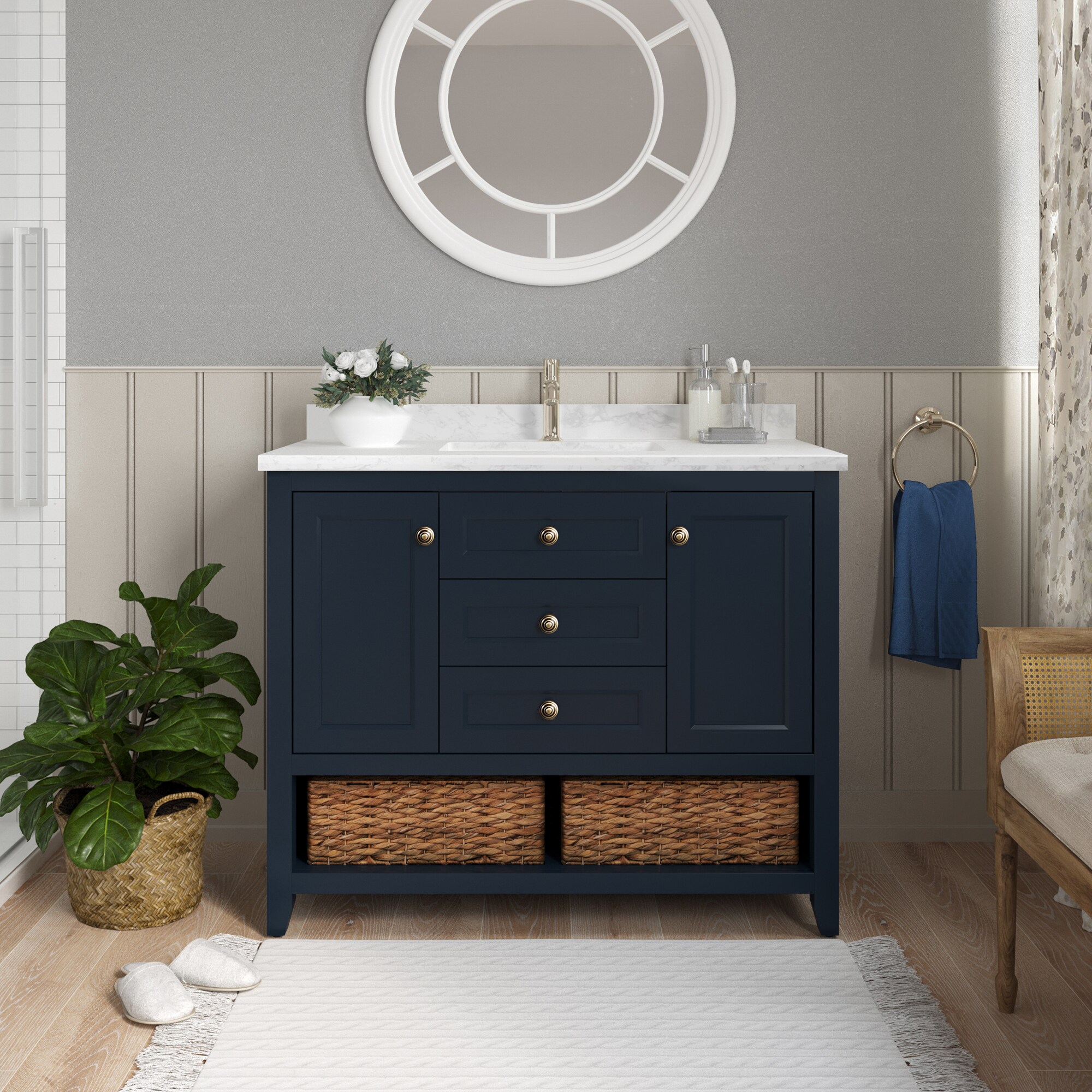 Martha Stewart Granary 42-in Midnight Blue Undermount Single Sink ...