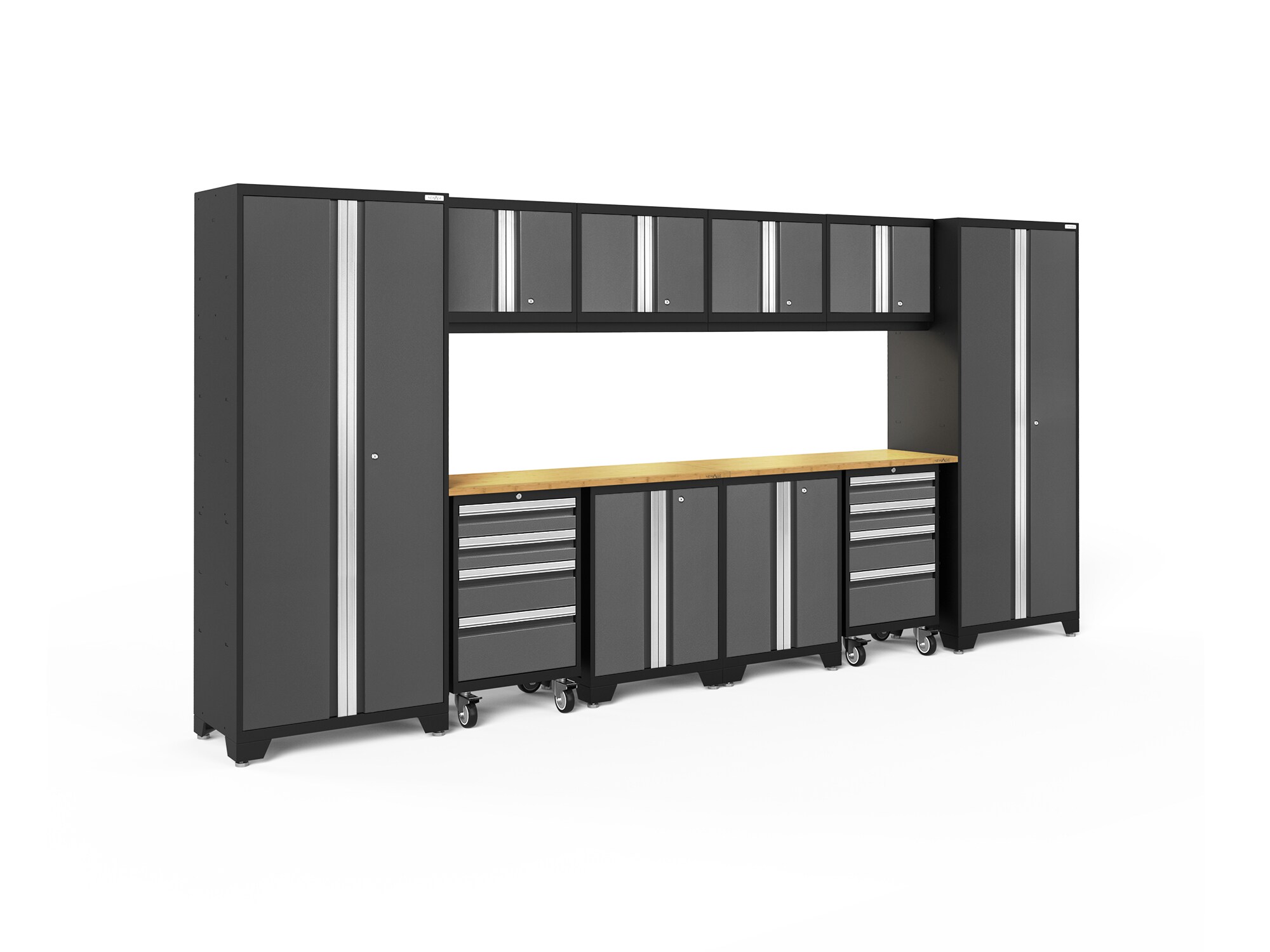 NewAge Products 50432 156.0-in W x 76.75-in H x 18.0-in D 10 -Cabinets Steel Charcoal Gray Garage Storage System