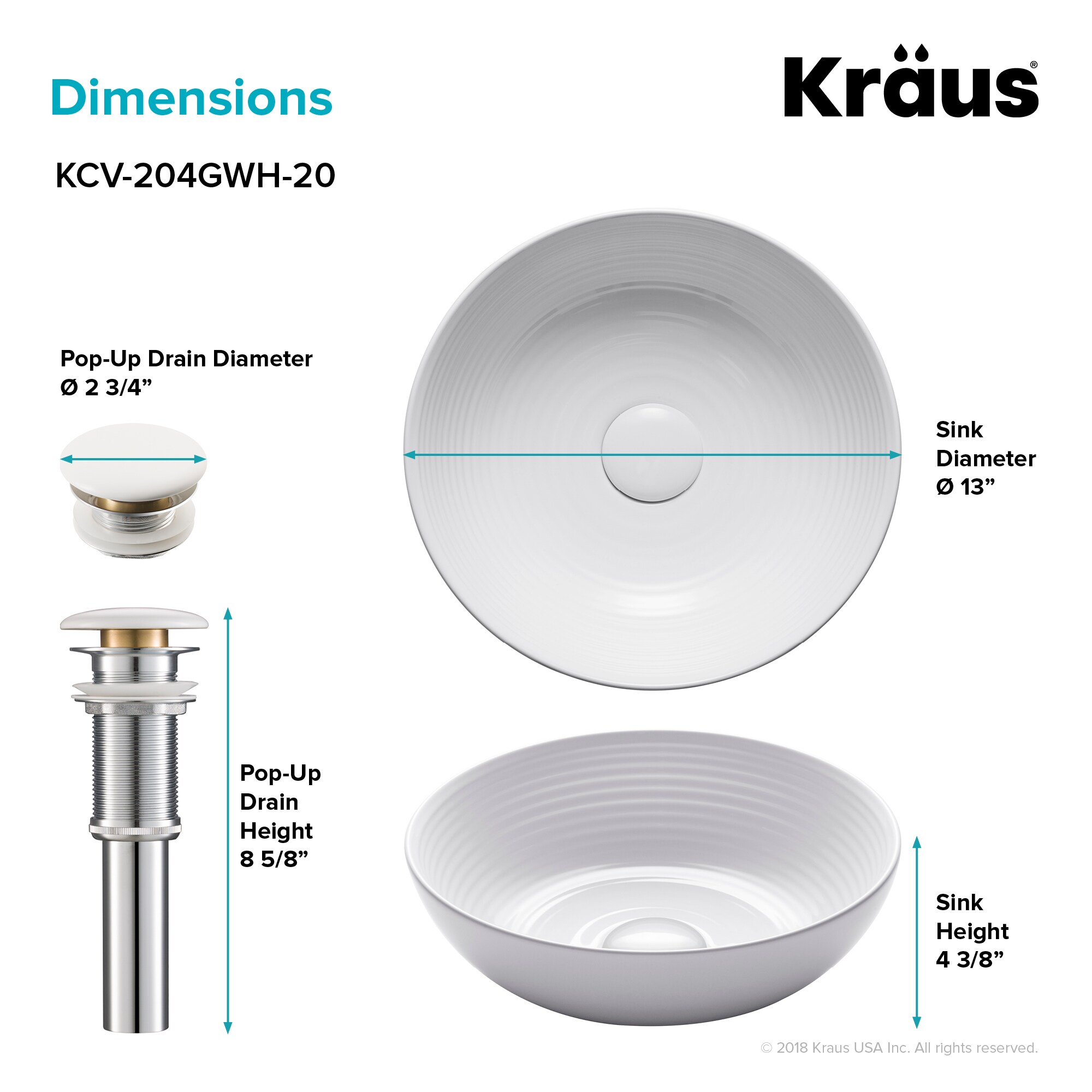 Kraus KCV-204GWH-20 Bath-Sink - View #6