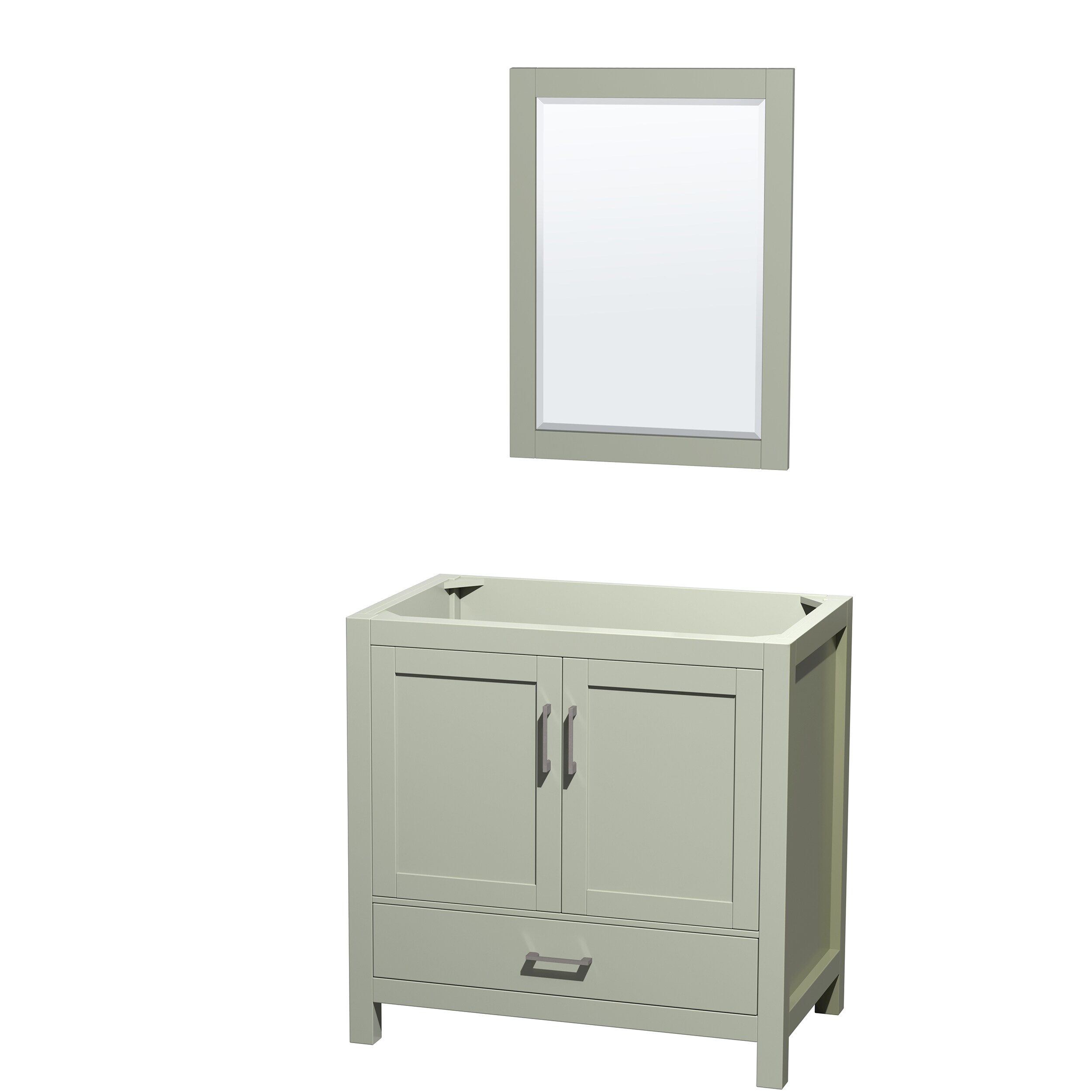 Wyndham Collection WCS141436SLGCXSXXM24 Sheffield 36-in Light Green Bathroom Vanity Base Cabinet without Top (Mirror Included)