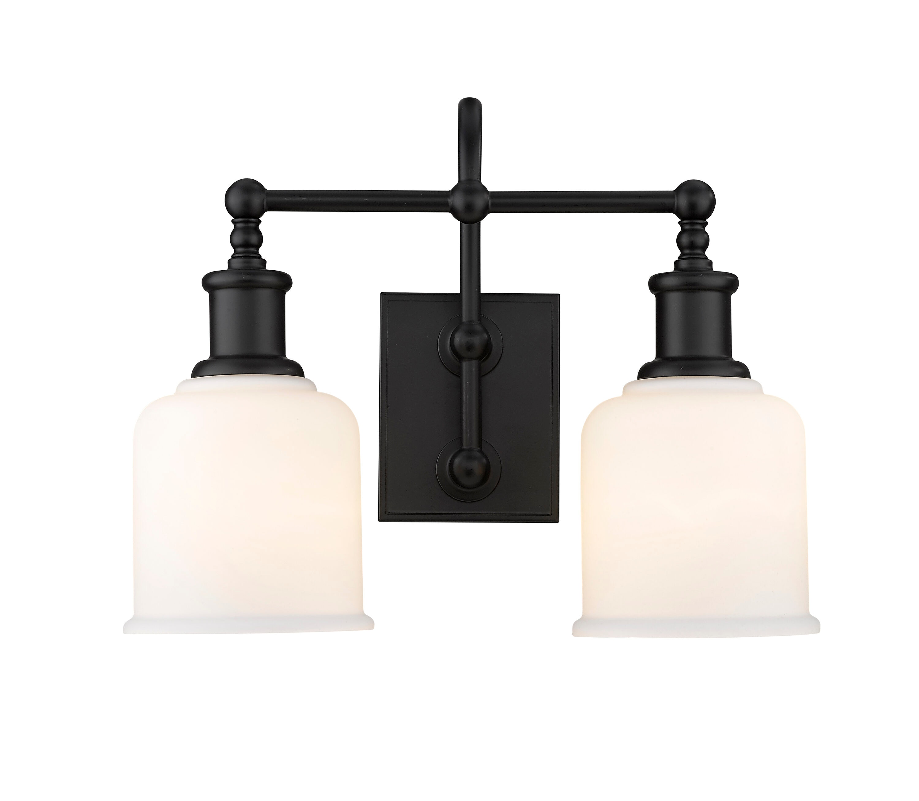 Bryant Matte Black and Opal Glass 2-Light Vanity Sconce