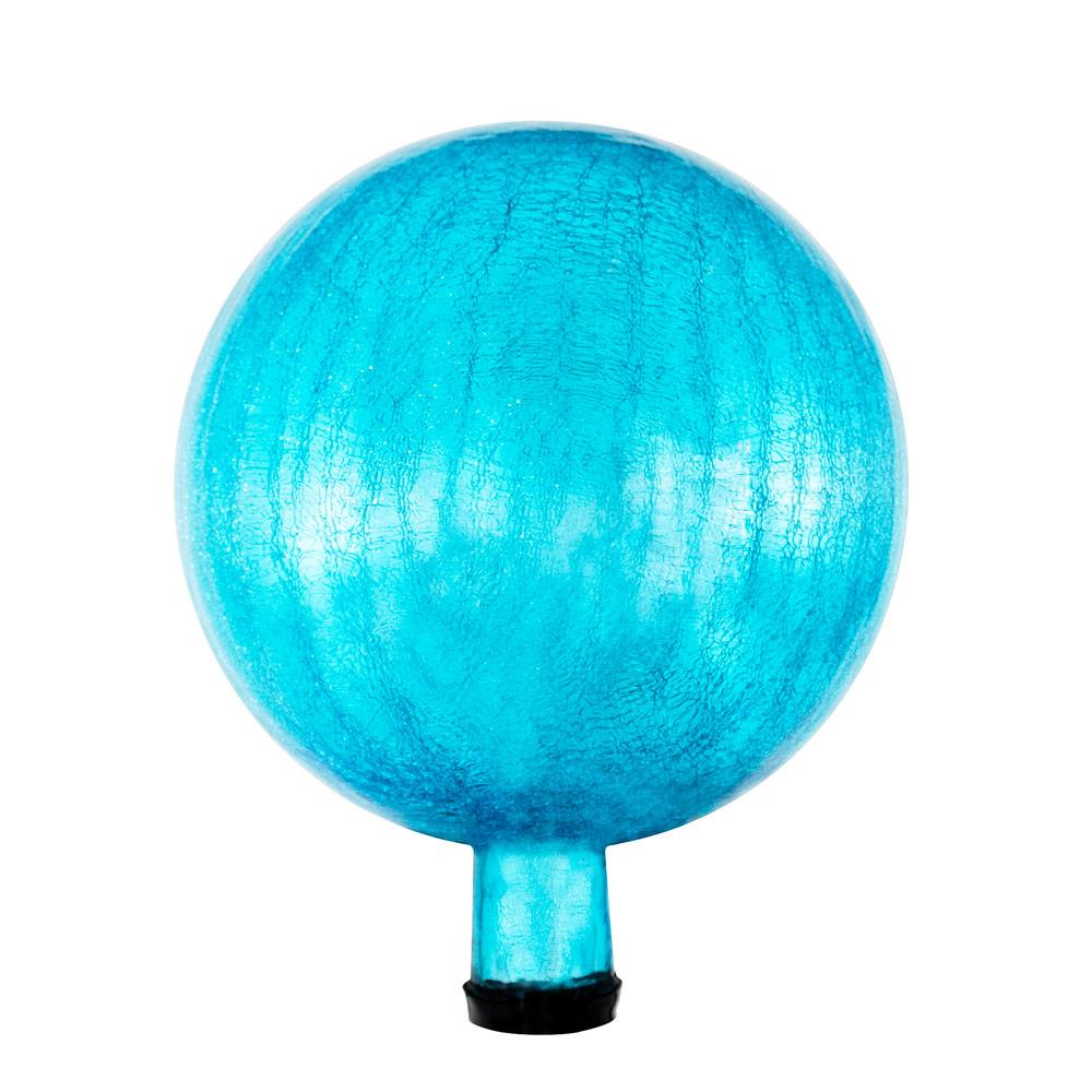Teal Crackle Hand-Blown Glass 10" Garden Gazing Globe