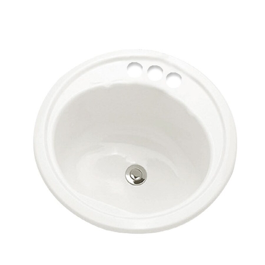Crane Plumbing 1315V-100 White Enameled Steel Drop-In Round Bathroom Sink (19-in x 19-in)