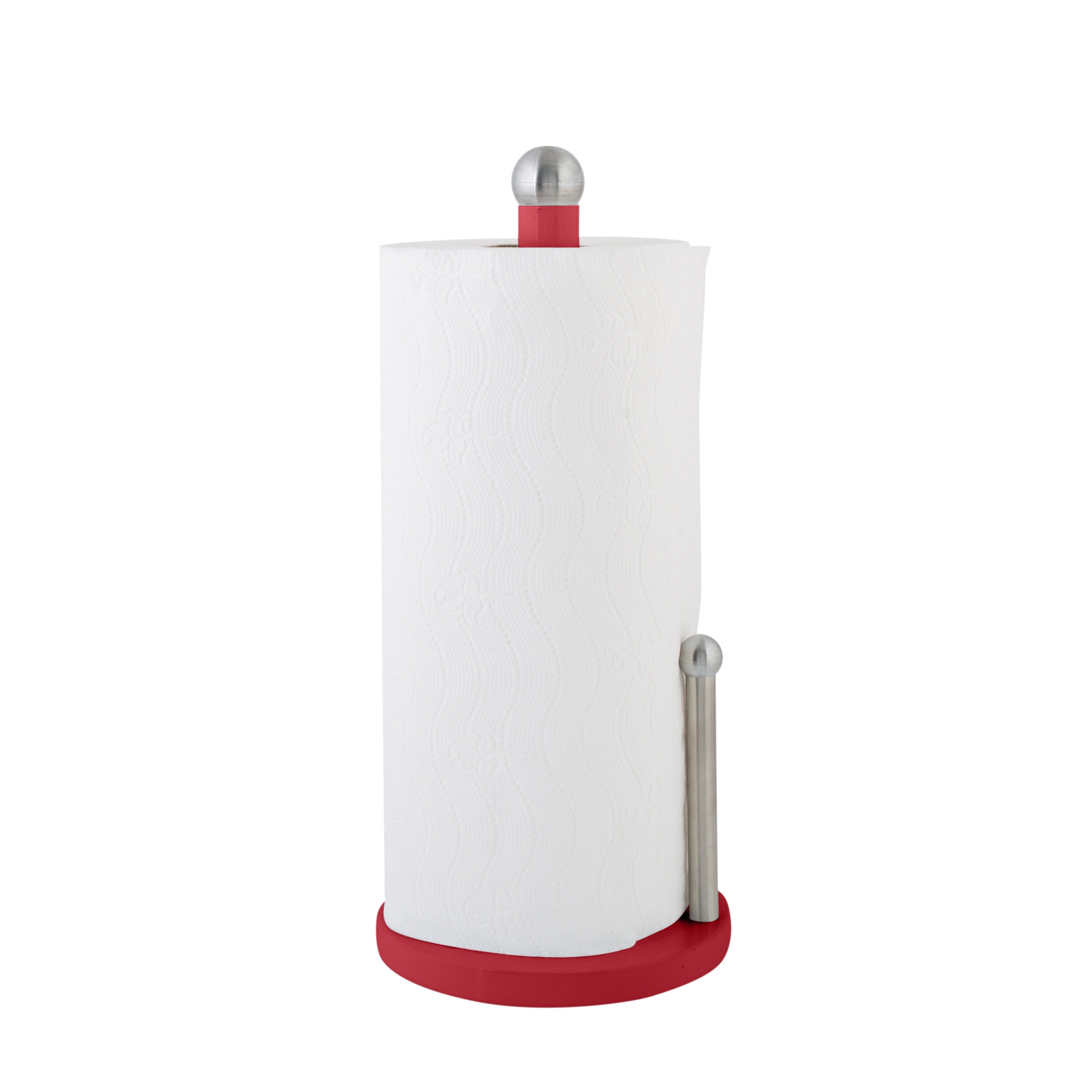 Kitchen Details Red Metal Freestanding Paper Towel Holder in the