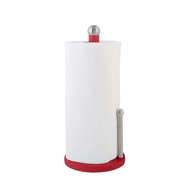 Kitchen Details Red Metal Freestanding Paper Towel Holder in the