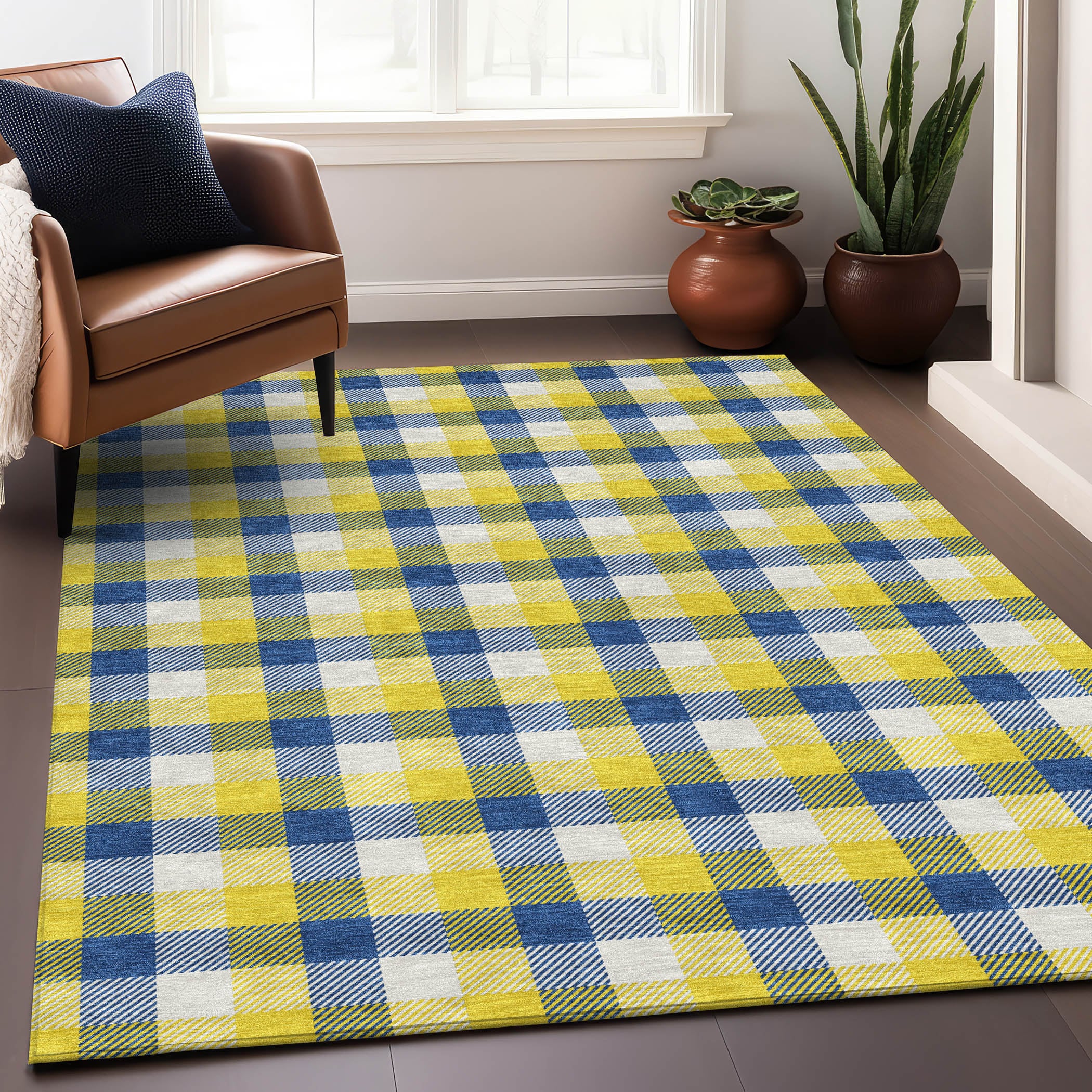 Addison Rugs ACN1053YE3X5 Chantille ACN1053YE 3 x 5 (ft) Polyester Yellow Rectangular Indoor/Outdoor Geometric Machine washable Area rug