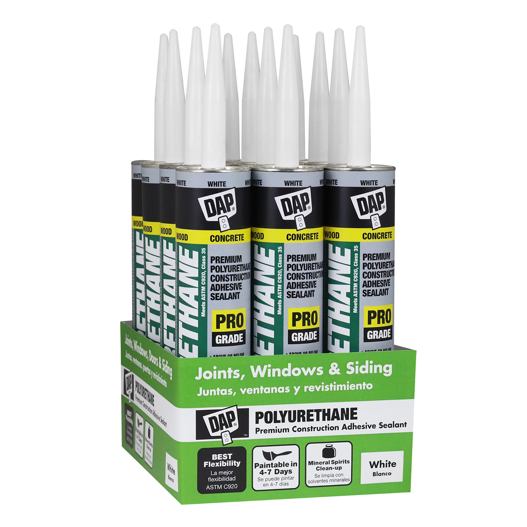 DAP 7079818810SOS Polyurethane Adhesive 12 -Pack 10.1-oz Exterior specialty White Paintable Polyurethane Caulk