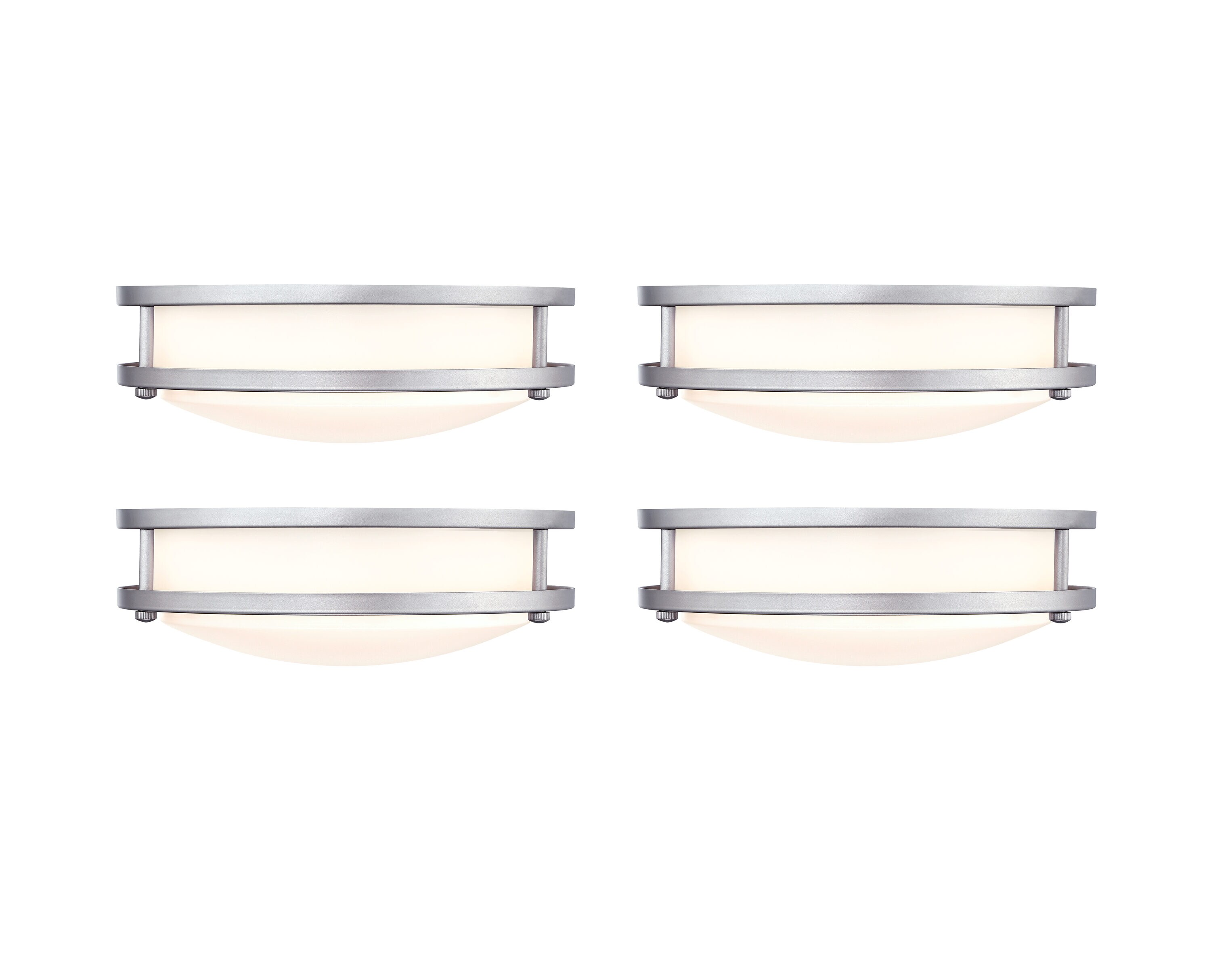 Hukoro 4FL64901-FM-BN-10 10-in Brushed Nickel Integrated LED Flush Mount Light 4 -Pack