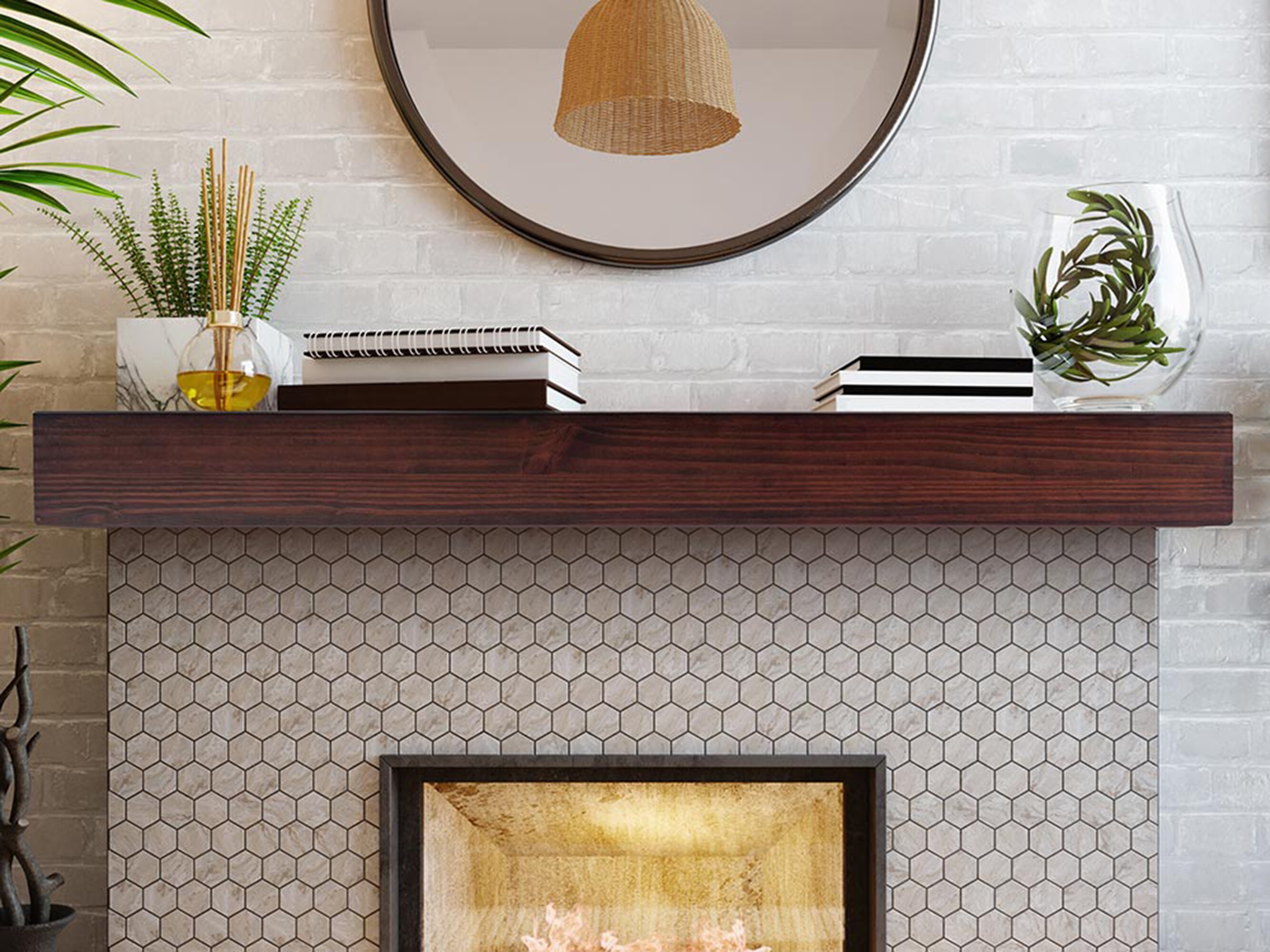 Austin 72" Cinnamon Pine Wood Floating Mantel Shelf