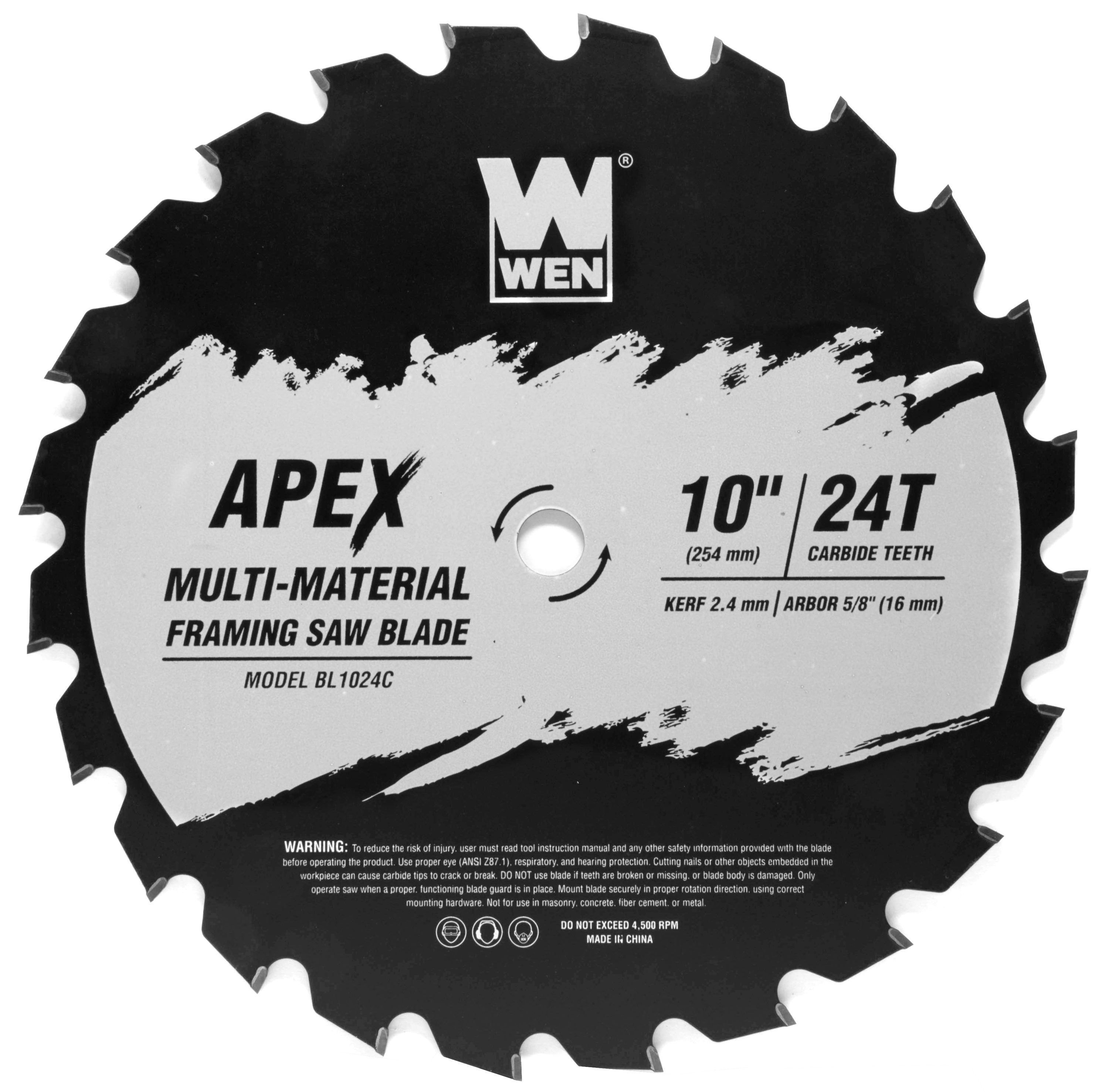 WEN BL1024C  Apex 10-in 24 -Tooth Fine Finish Tungsten carbide-tipped steel Miter/Table saw blade Individual