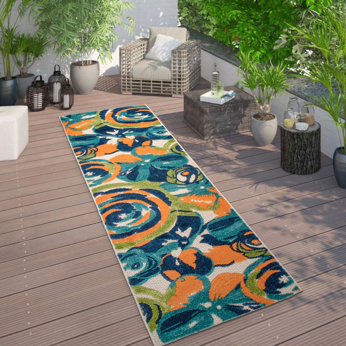 8x10 Water Resistant, Large Indoor Outdoor Rugs for Patios, Front Door  Entry, Entryway, Deck, Porch, Balcony, Outside Area Rug for Patio, Multi-Color, Medallion