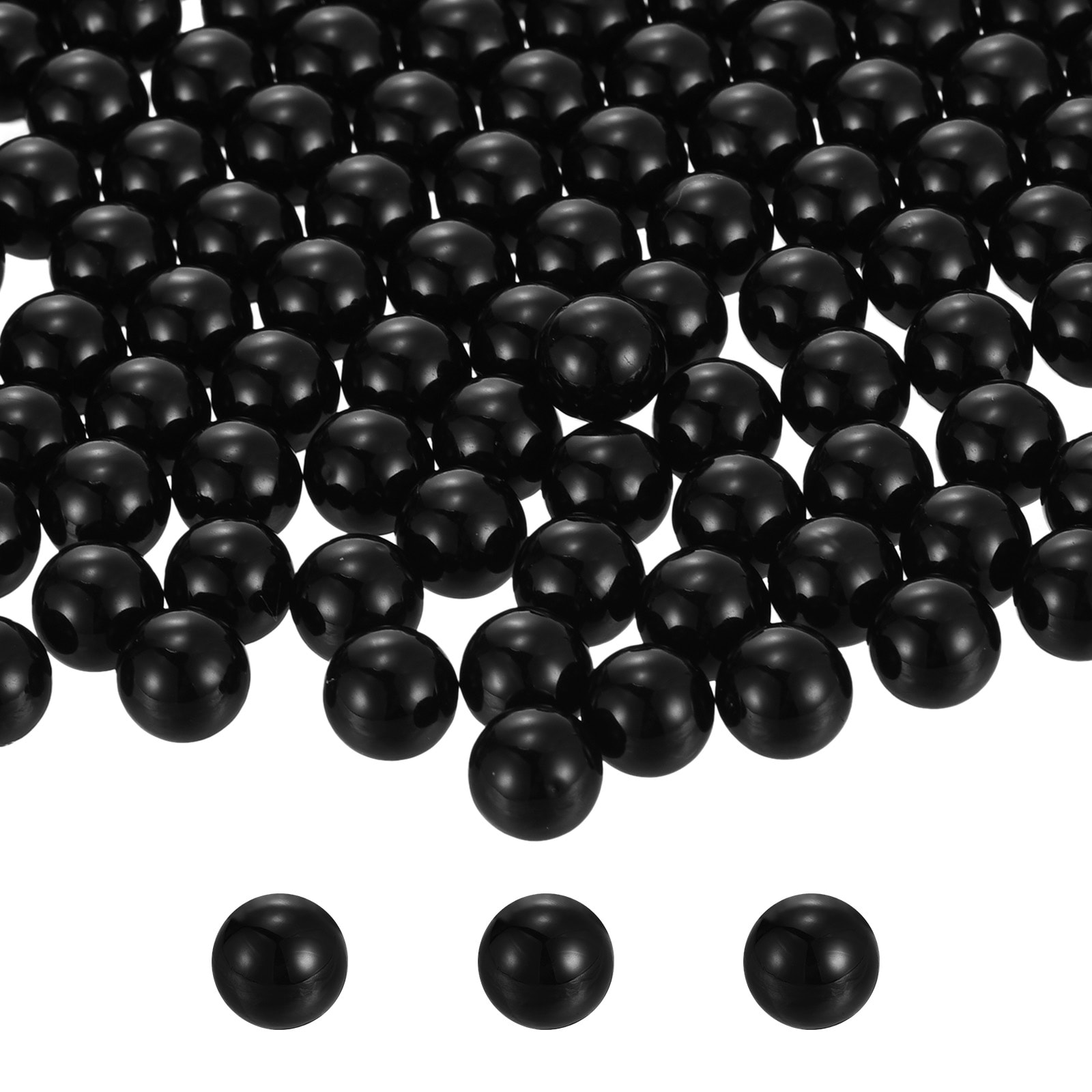 Unique Bargains - 1100pcs 8mm Black Pearl Beads ABS Faux Pearls Vase Fillers 300g Ornament Filler...
