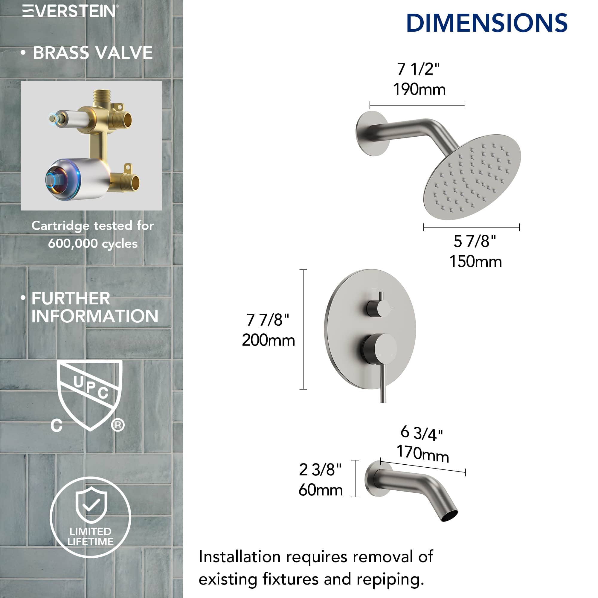 EVERSTEIN SFS-1173-NK Tub-Shower-Faucets - View #10
