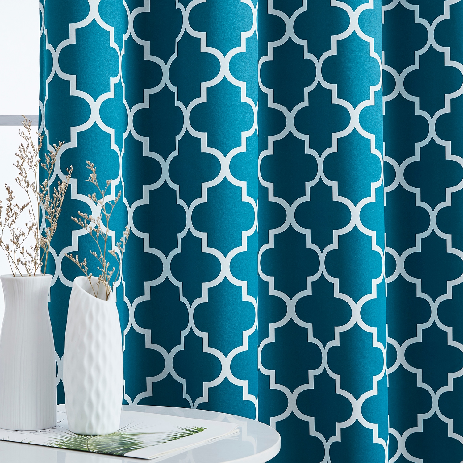 HLC.me LTTCPRNT-72DKTEAL curtains - View #2