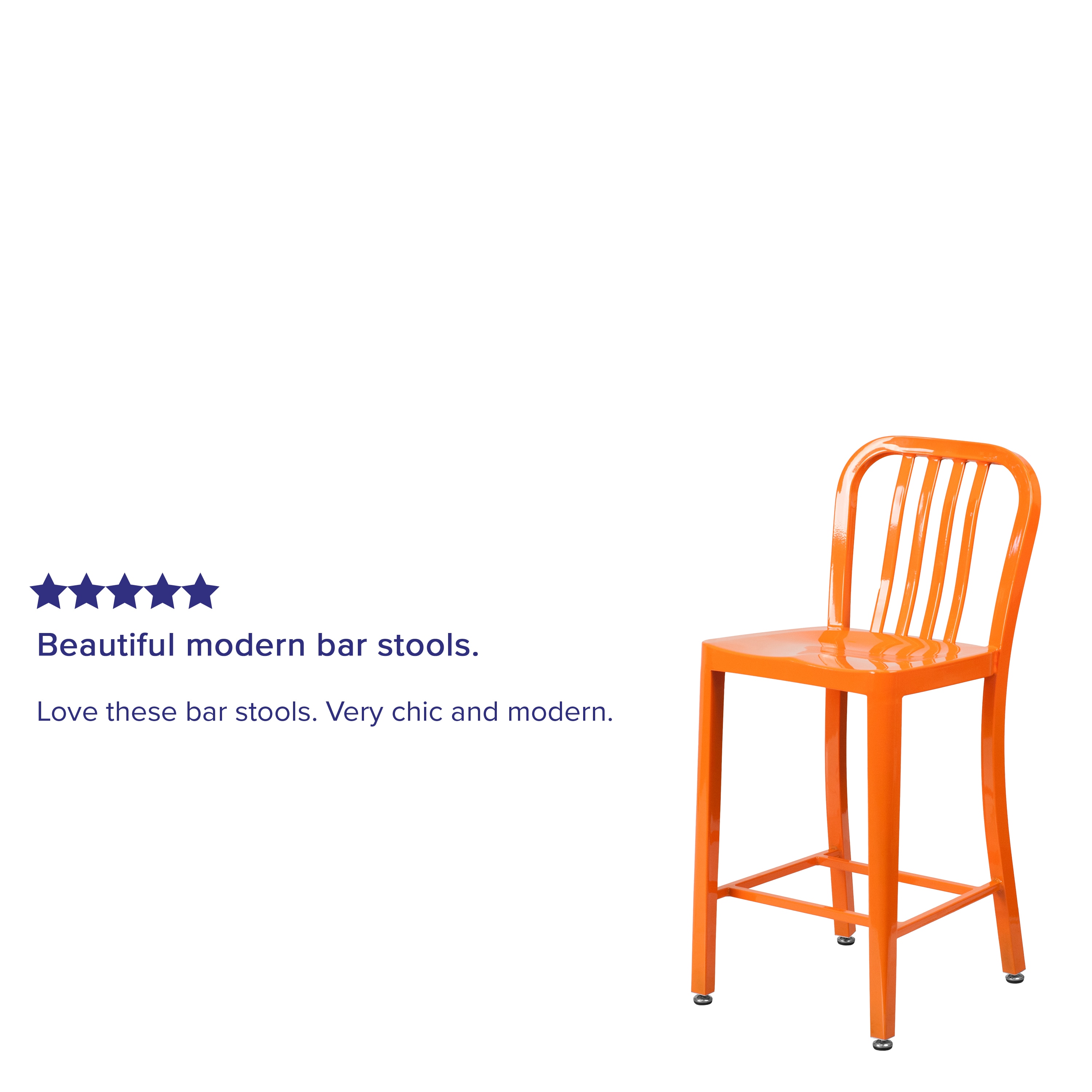 24" High Orange Metal Indoor-Outdoor Counter Height Stool