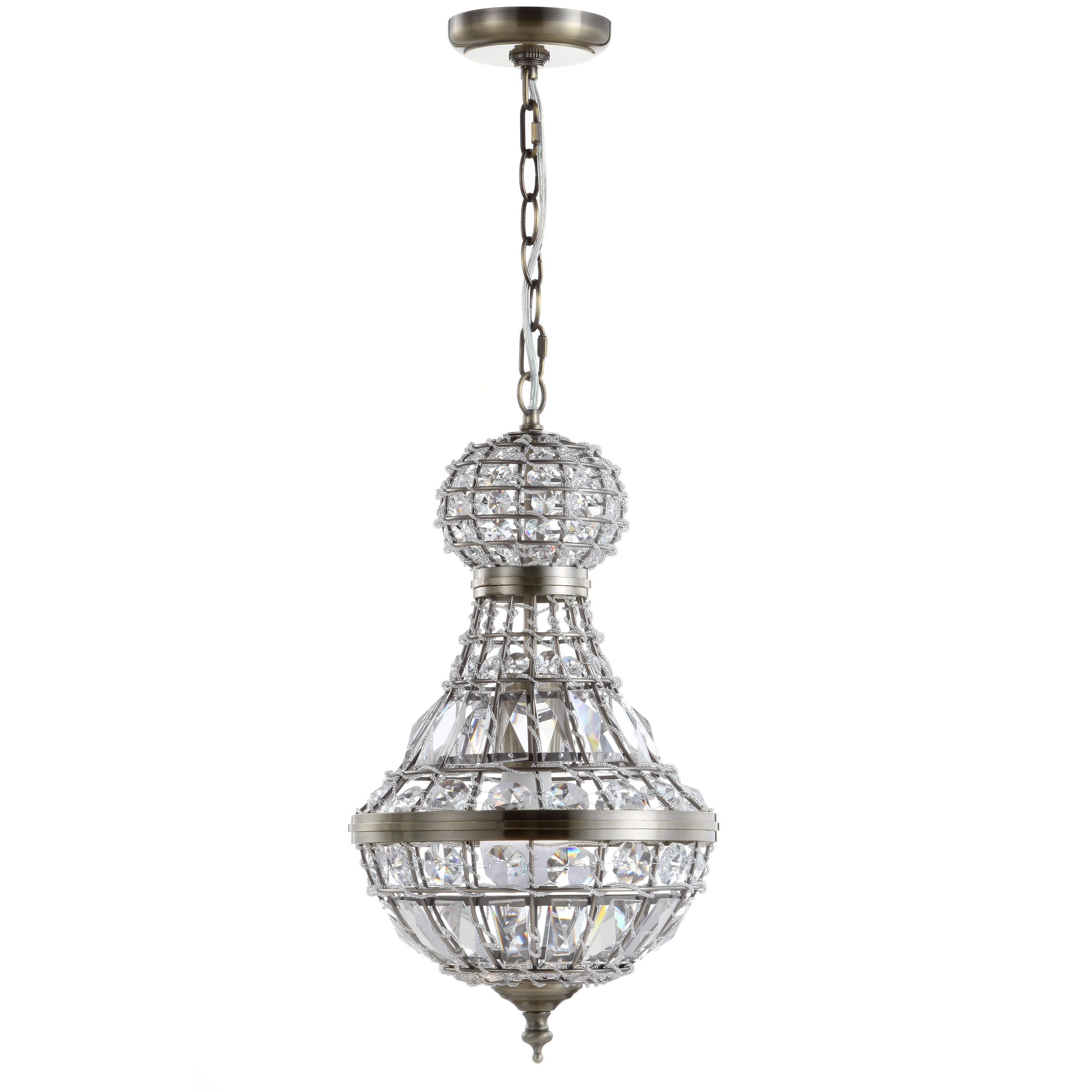 Regina 12" Antique Brass Crystal Empire LED Chandelier