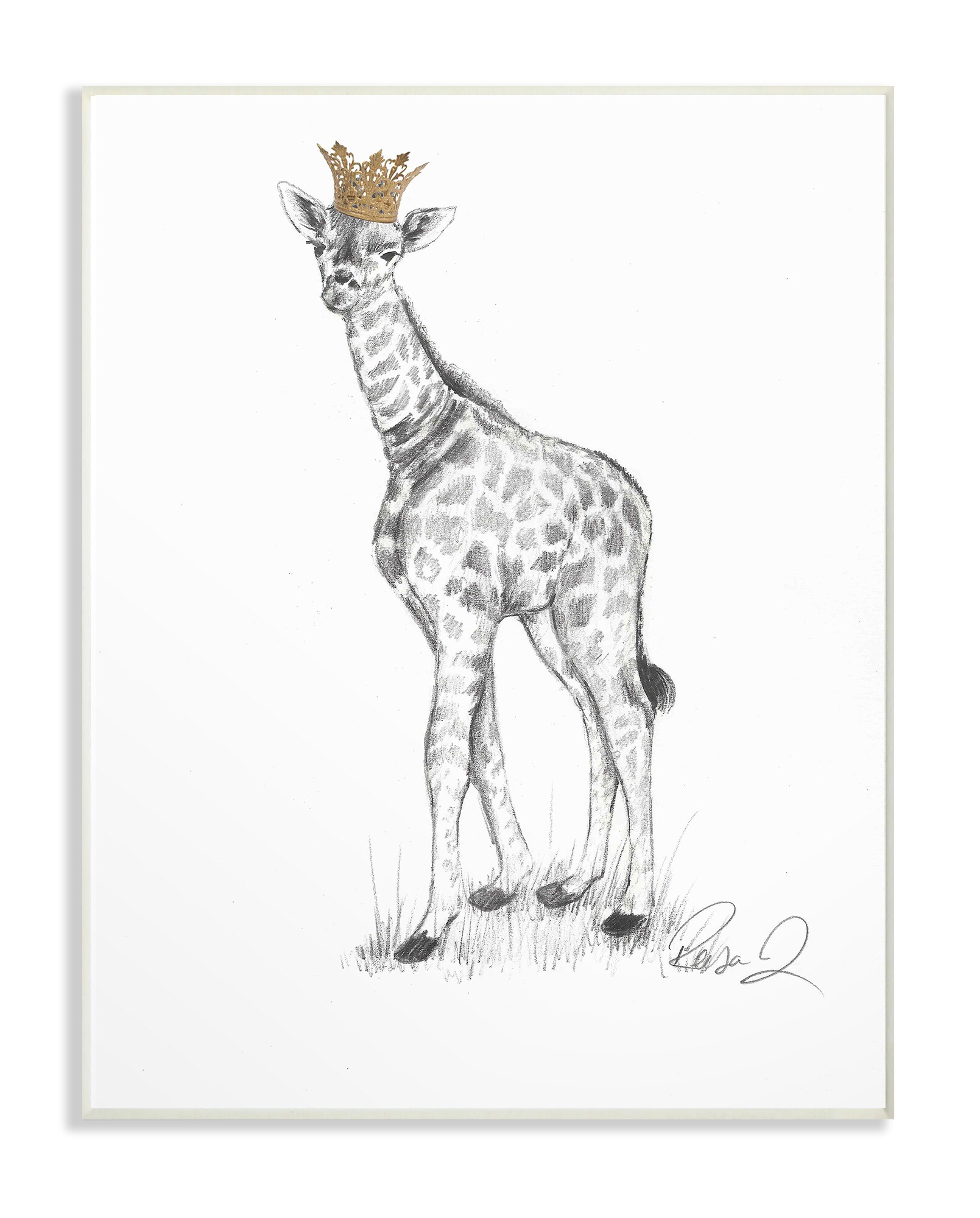 Stupell Industries Giraffe Family Graphite Drawing Wall Plaque Art Proudly Made in USA 10 x 0.5 x 15 