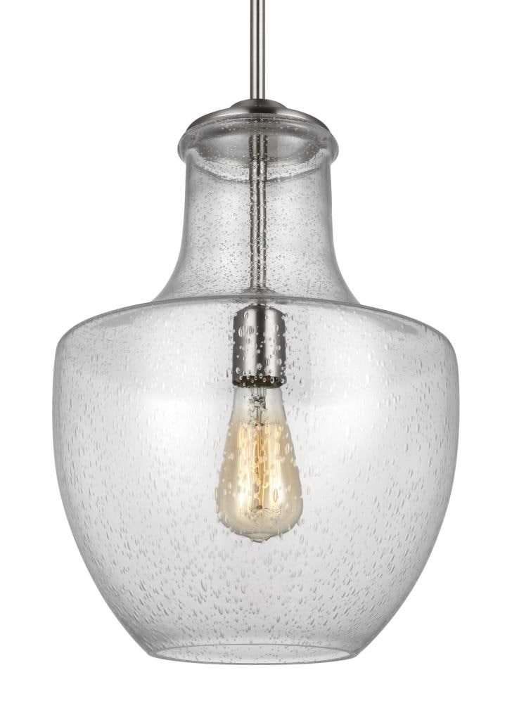 Satin Nickel Clear Seeded Glass Mini Pendant Light