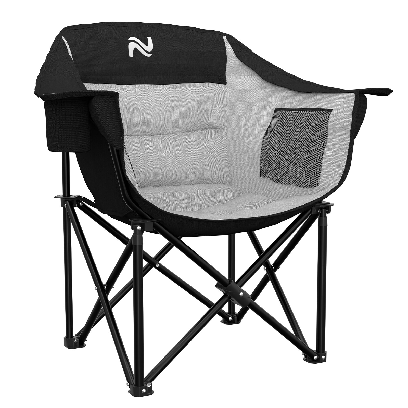 MOONCOOL -  Portable Folding Camping Chair with Padded Seat Heavy Duty Outdoor Arm Chair with Sid...